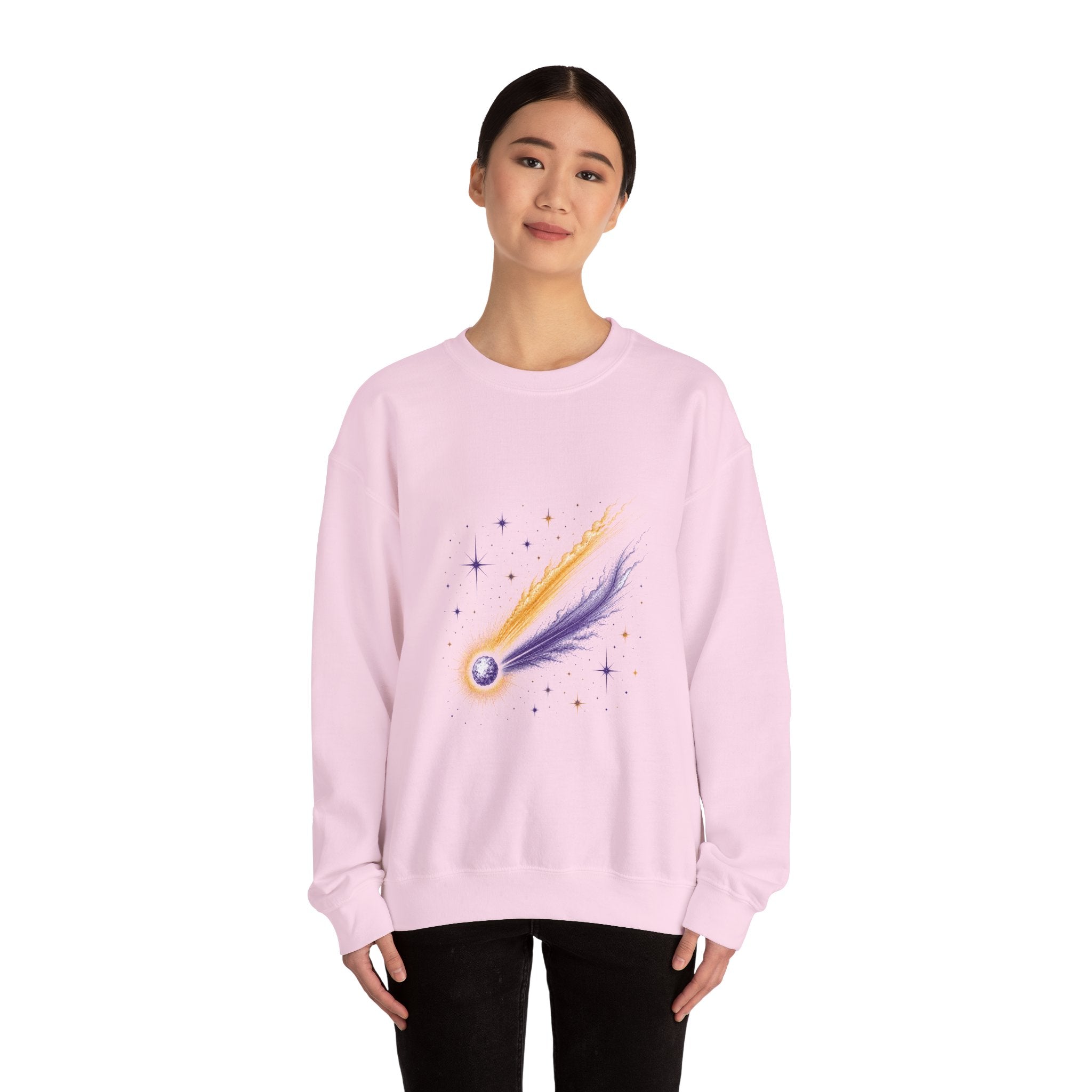 Matching Couple Sweatshirt - Comet & Asteroid Matching Couple Crewneck Sweatshirt Vintage Art His Hers Wedding Gift - Design A