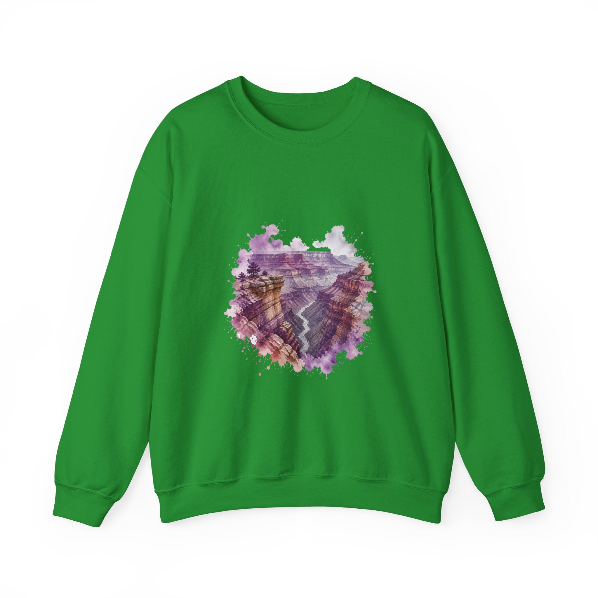 Matching Couple Sweatshirt - Lavender Fields & Canyon Matching Couple Crewneck Sweatshirt Watercolor Art His Hers Engagement Gift - Design B