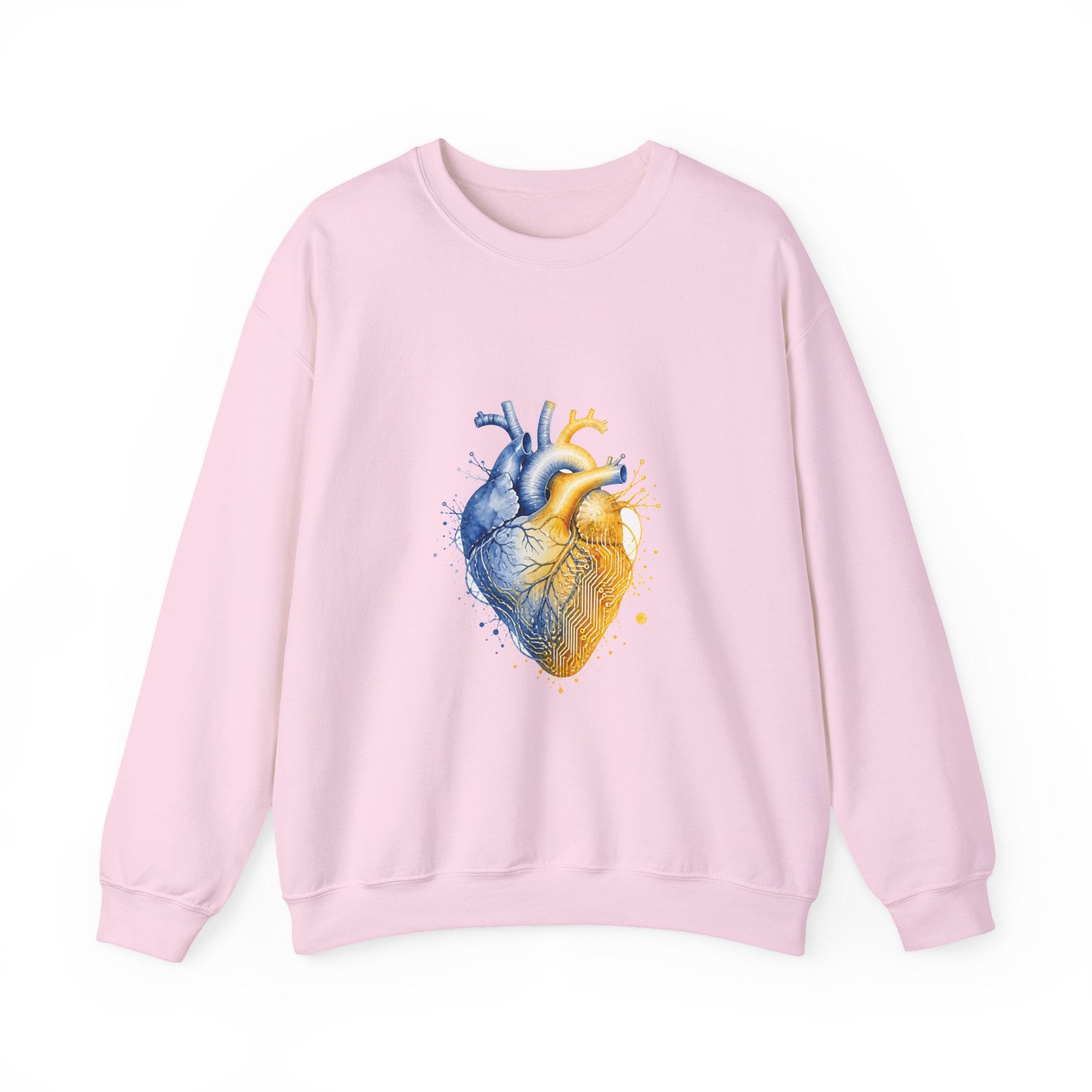 Matching Couple Sweatshirt - Robot & Heart Matching Couple Crewneck Sweatshirt Watercolor Art His Hers Engagement Gift - Design B