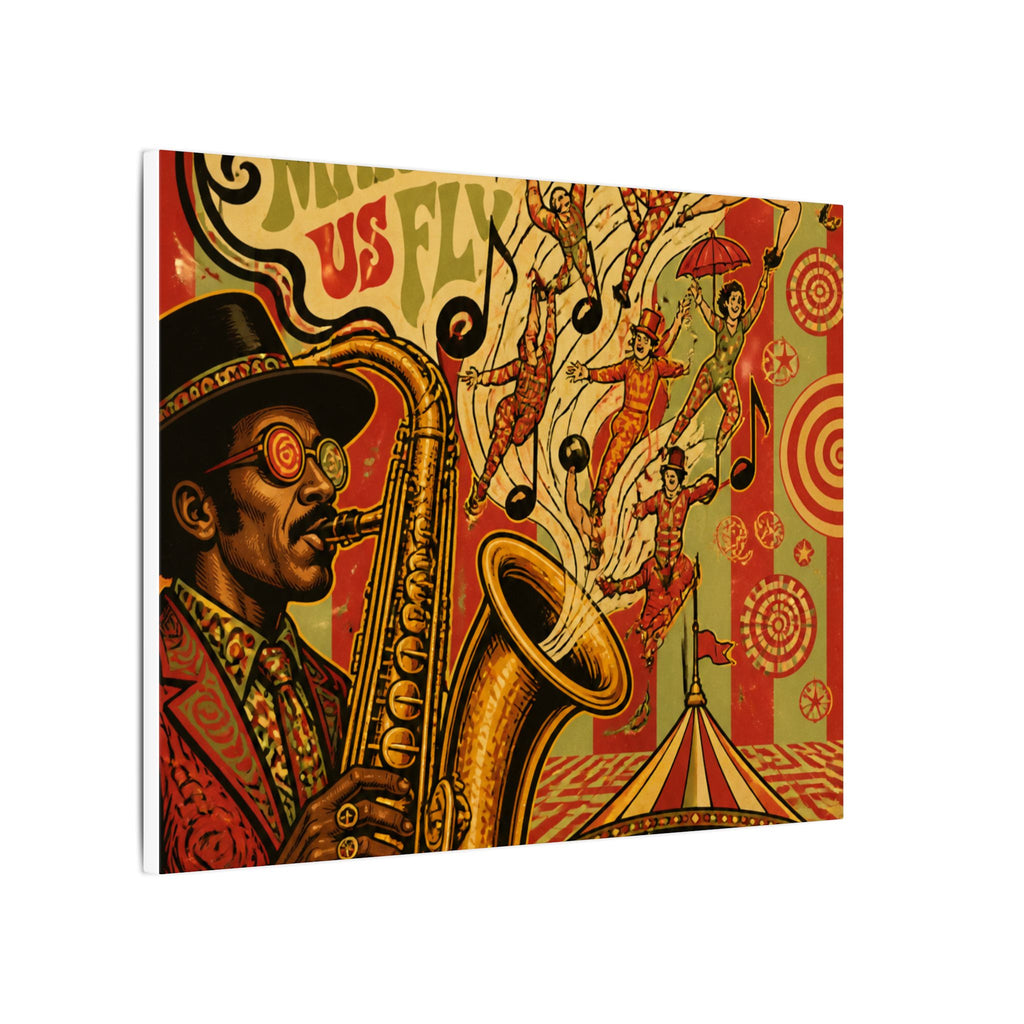 Saxophone Music Circus Wall Art Canvas 24×36 Psychedelic Dining Room Decor Maximalist Print