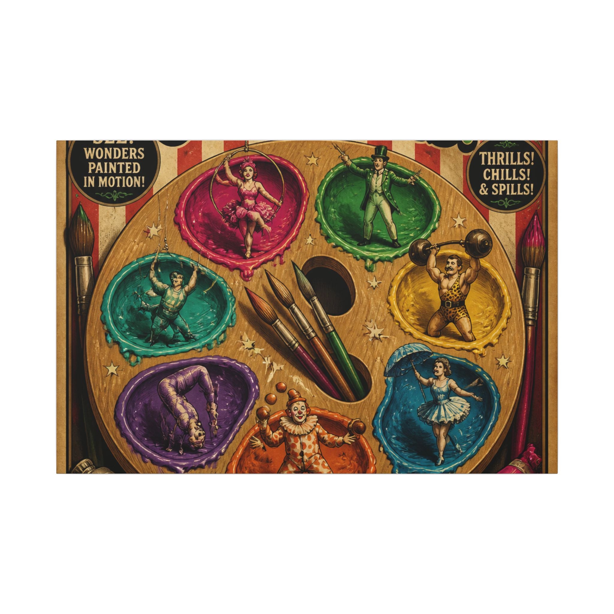 Paint Palette Stage Wall Art Canvas 24×36 Vintage Circus Bedroom Decor Maximalist Print
