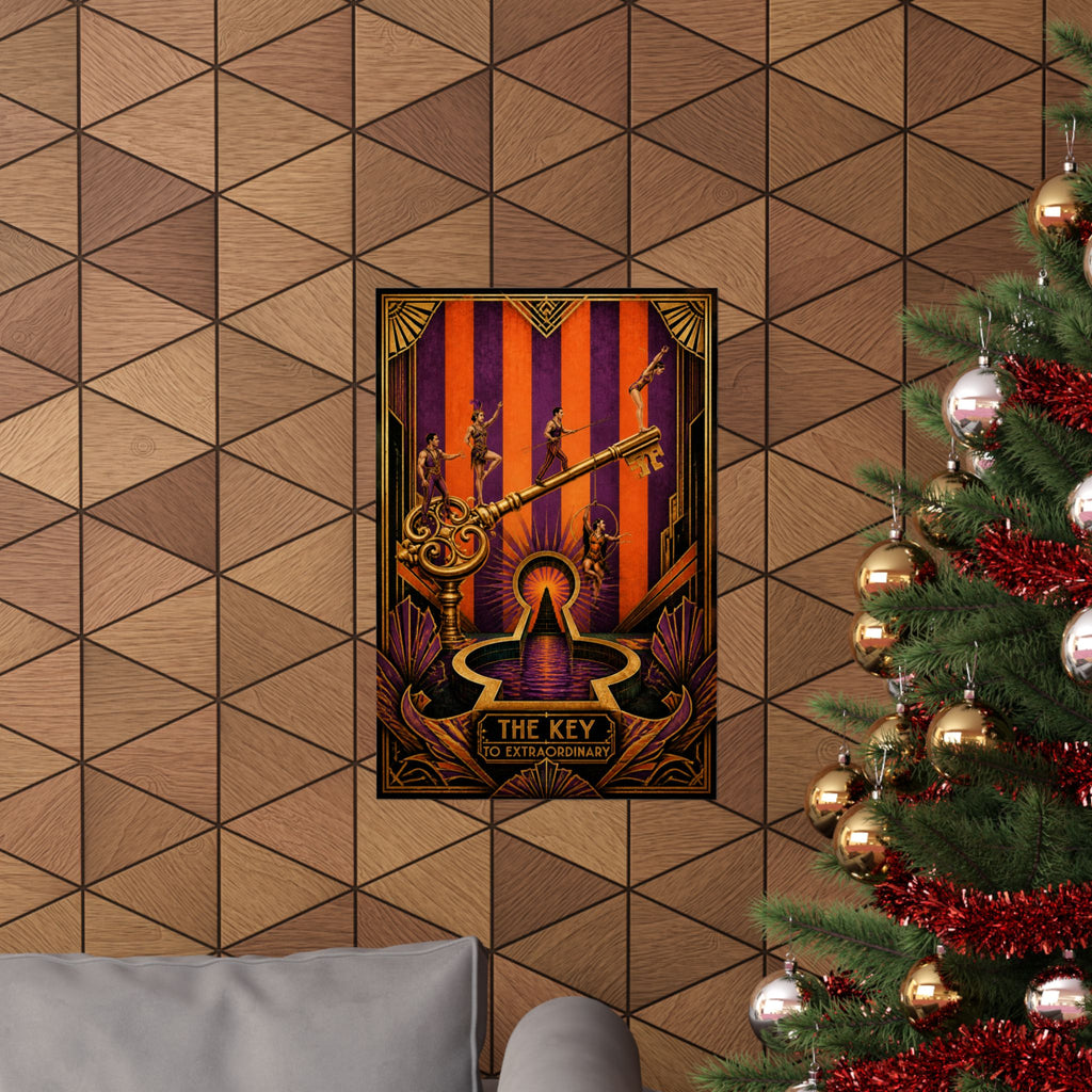 Giant Key Performance Wall Art Poster 24×36 Art Deco Bar Area Decor Maximalist Print