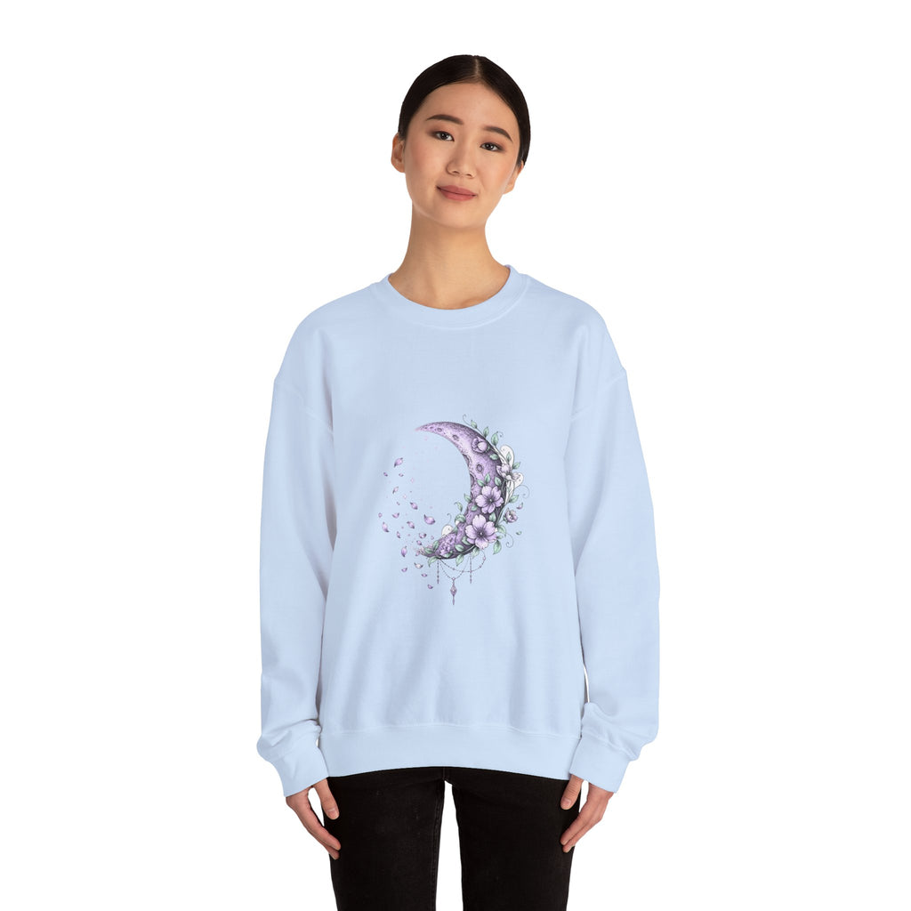 Matching Couple Sweatshirt - Waxing & Waning Moon Matching Couple Comfort Colors Crew Hand-Drawn Art His Hers Anniversary Gift - Design B