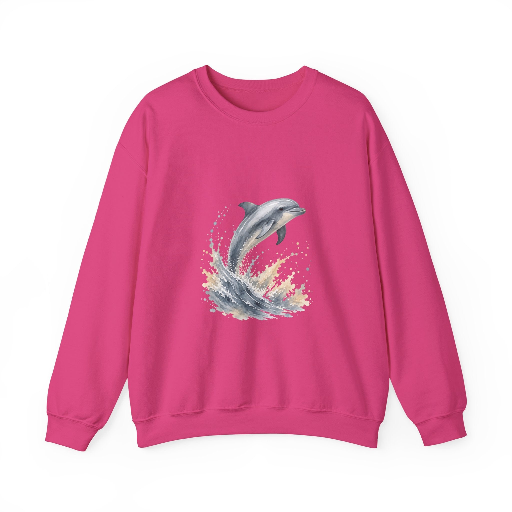 Matching Couple Sweatshirt - Shark & Dolphin Matching Couple Comfort Colors Crew Watercolor Art His Hers Birthday Gift - Design B