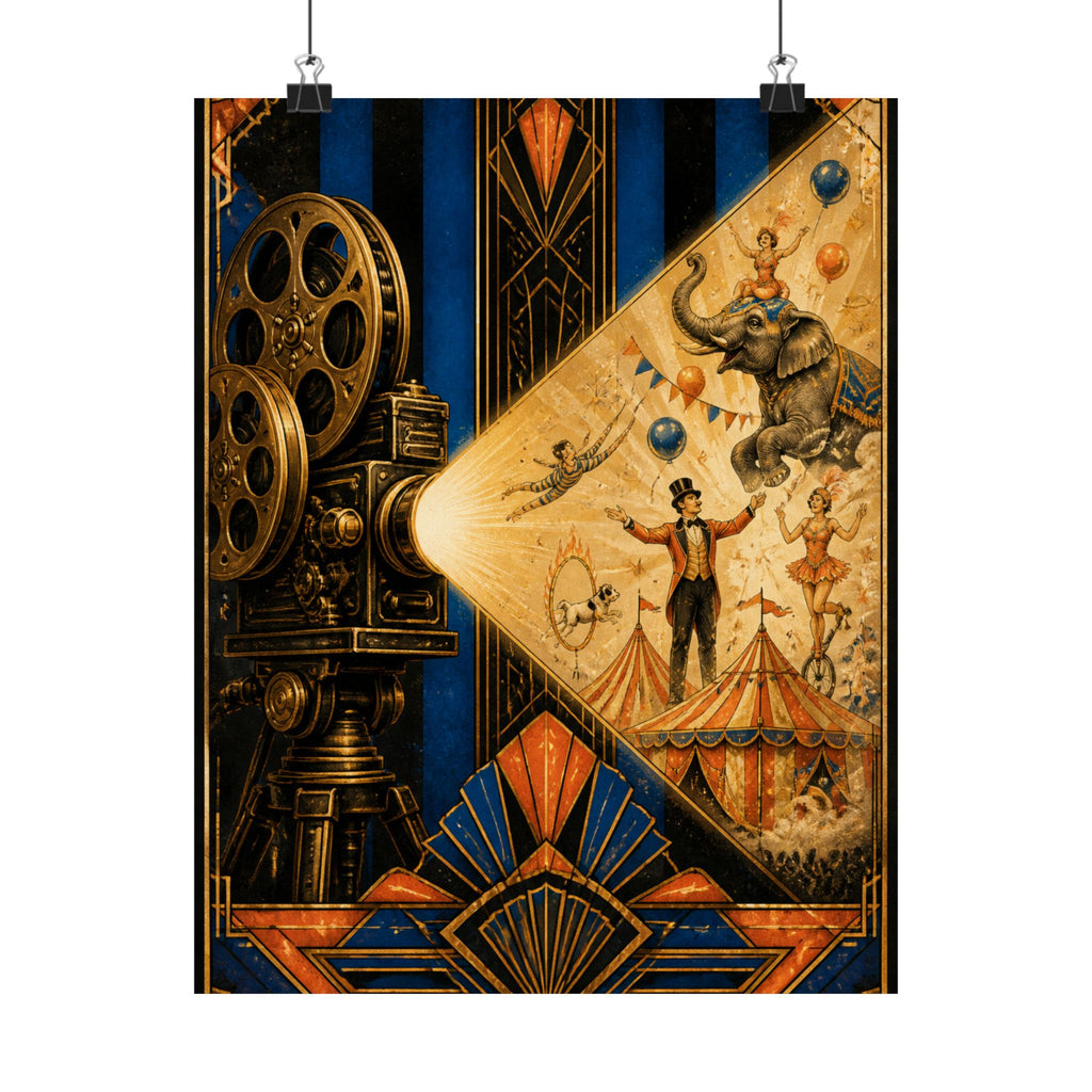 Film Camera Projector Show Wall Art Poster 18×24 Art Deco Entryway Decor Maximalist Print