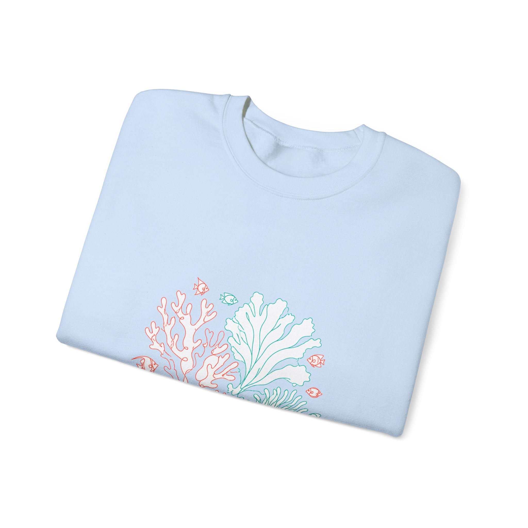 Matching Couple Sweatshirt - Coral Reef & Deep Sea Matching Couple Crewneck Sweatshirt Minimalist Art His Hers Valentine Gift - Design A