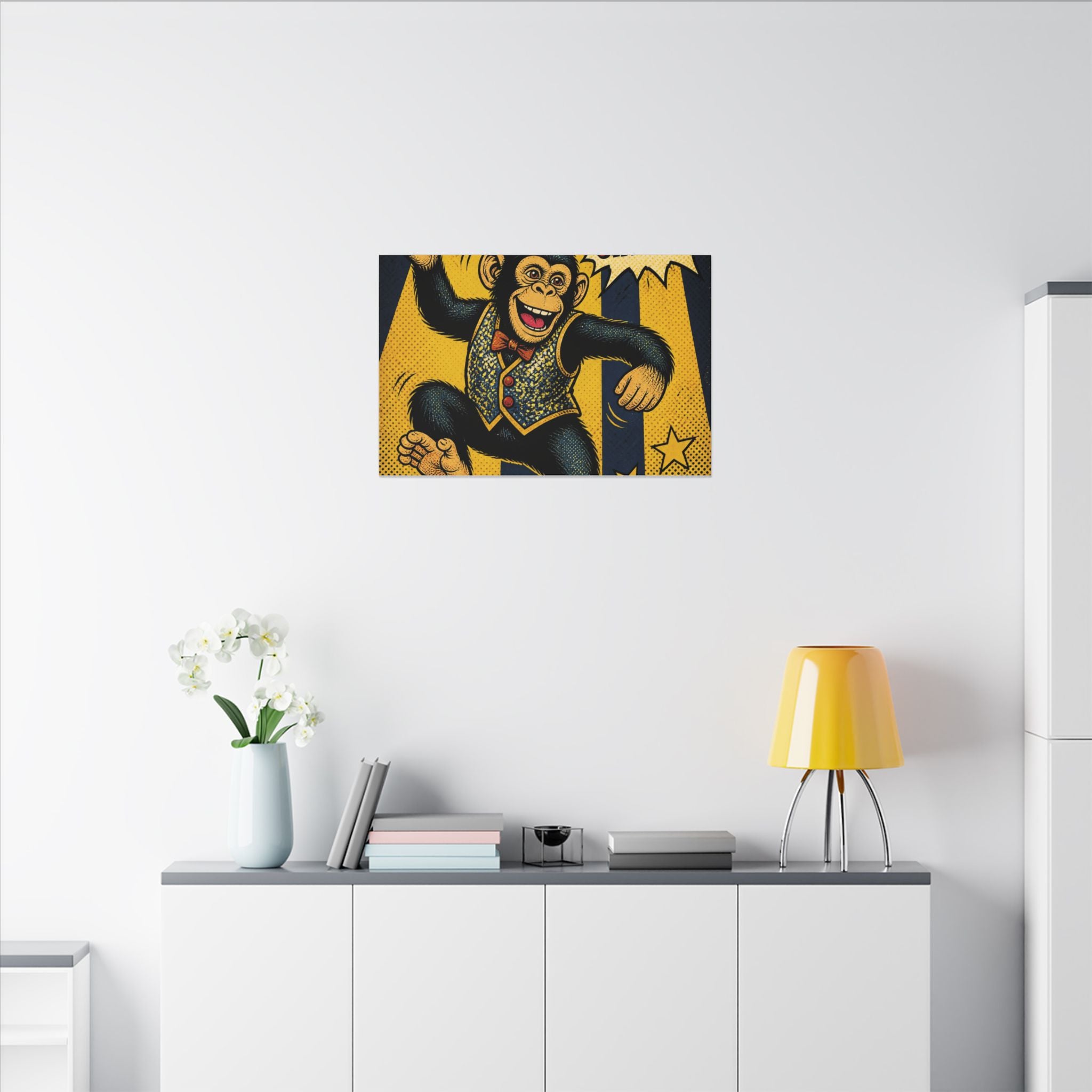Dancing Monkey Wall Art Canvas 24×36 Pop Art Restaurant Decor Maximalist Print