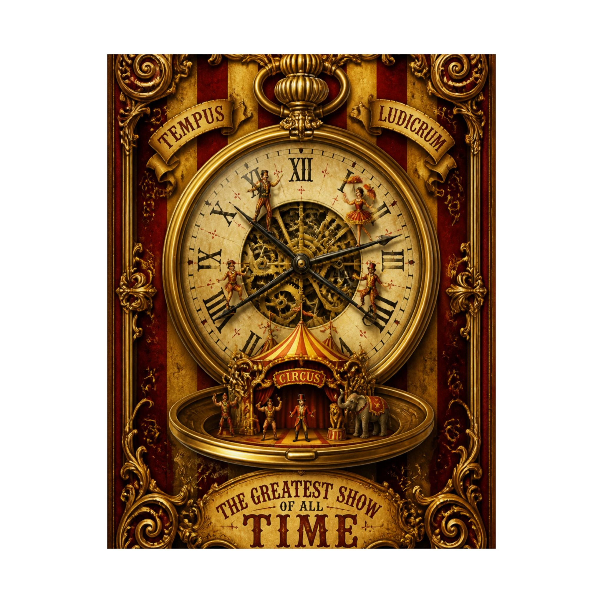 Pocket Watch Performers Wall Art Poster 18×24 Baroque Home Office Decor Maximalist Print