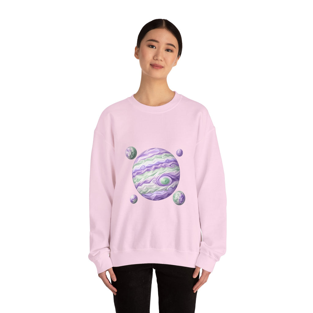 Matching Couple Sweatshirt - Saturn & Jupiter Matching Couple Crewneck Sweatshirt Geometric Art His Hers Couple Gift - Design B