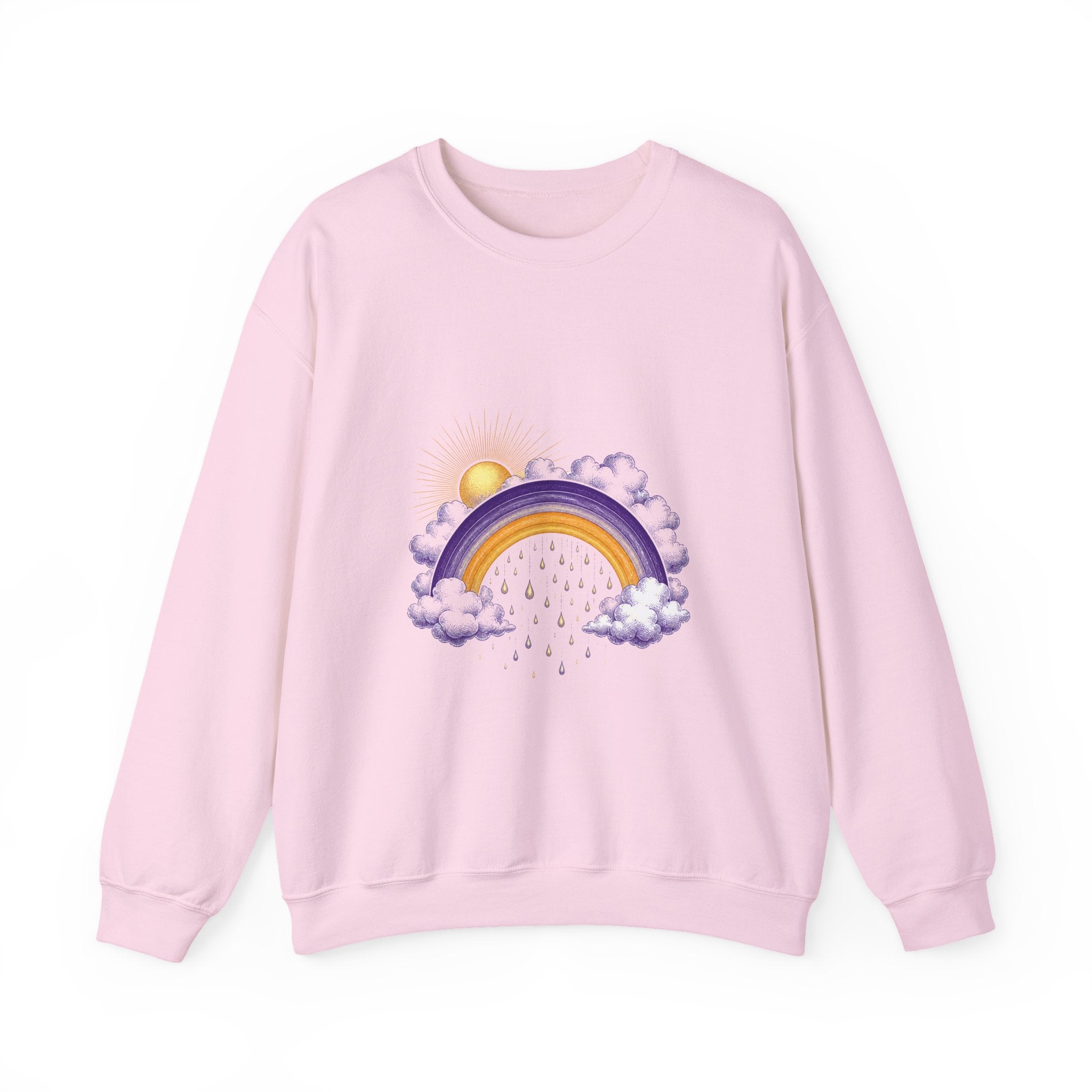 Matching Couple Sweatshirt - Storm & Rainbow Matching Couple Premium Fleece Sweatshirt Vintage Art His Hers Honeymoon Gift - Design B