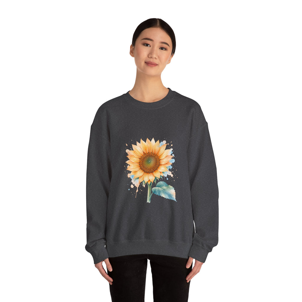 Matching Couple Sweatshirt - Sunflower & Moonflower Matching Couple Crewneck Sweatshirt Watercolor Art His Hers Engagement Gift - Design A