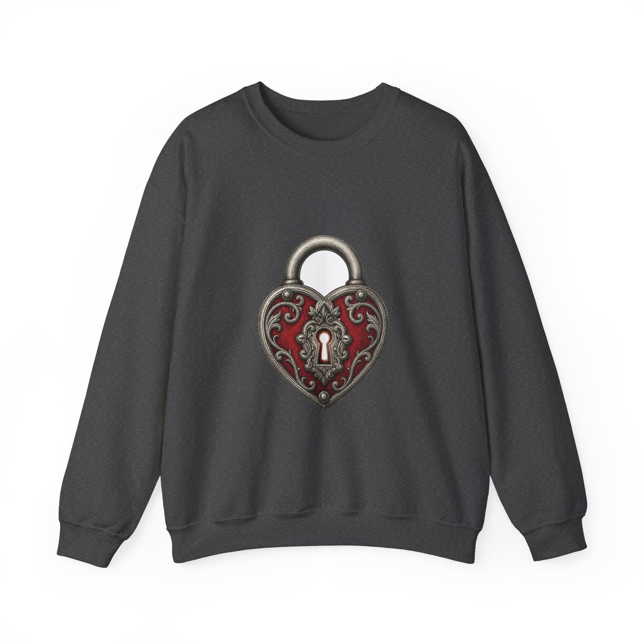 Matching Couple Sweatshirt - Key & Lock Matching Couple Comfort Colors Crew Hand-Drawn Art His Hers Anniversary Gift - Design B
