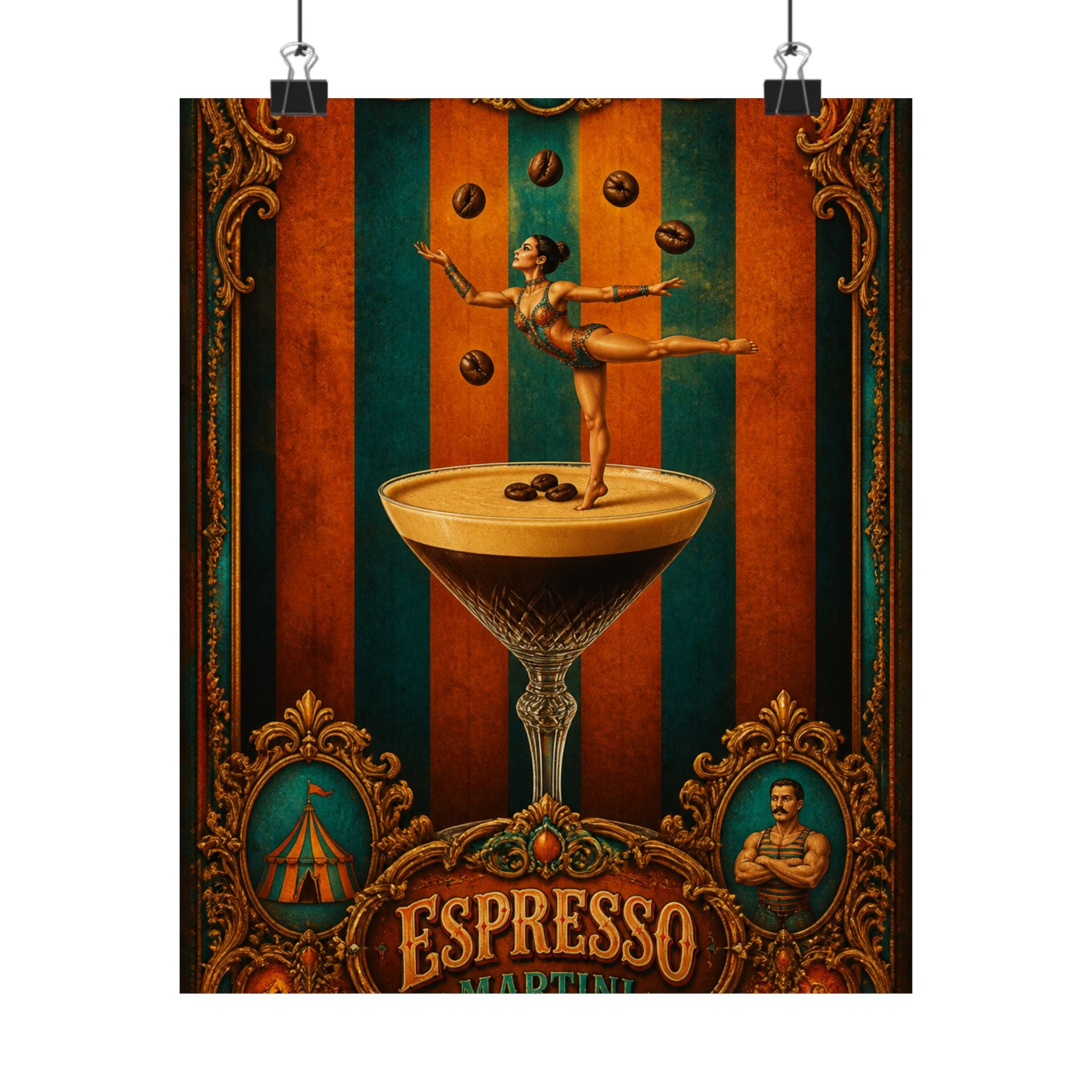 Espresso Martini Acrobat Wall Art Poster 24×36 Baroque Studio Decor Maximalist Print