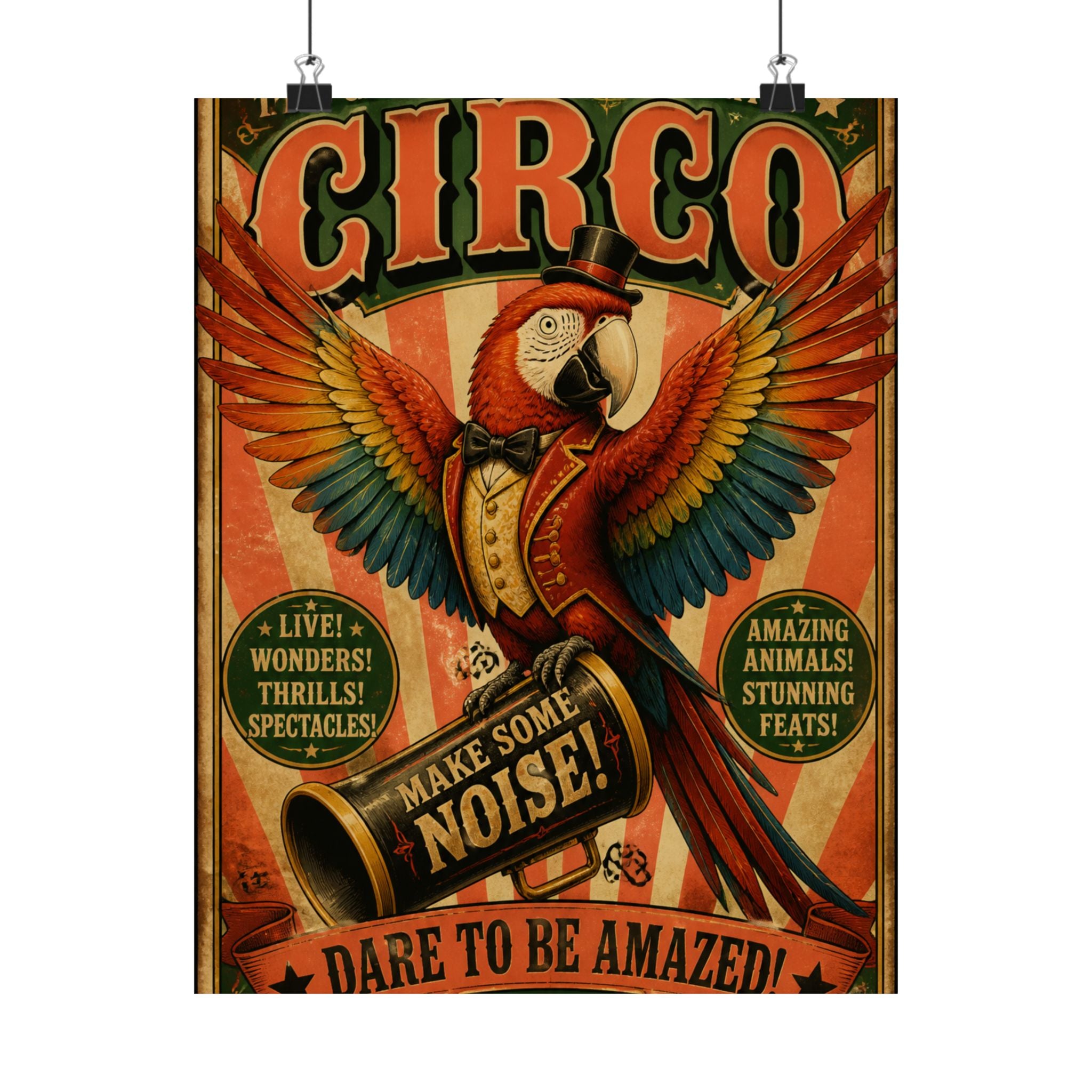 Parrot Ringmaster Wall Art Poster 18×24 Vintage Circus Kitchen Decor Maximalist Print