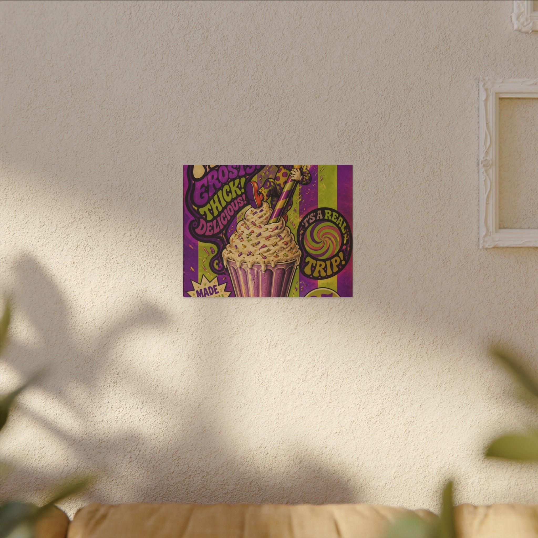 Milkshake Slide Clown Wall Art Canvas 16×20 Psychedelic Cafe Decor Maximalist Print