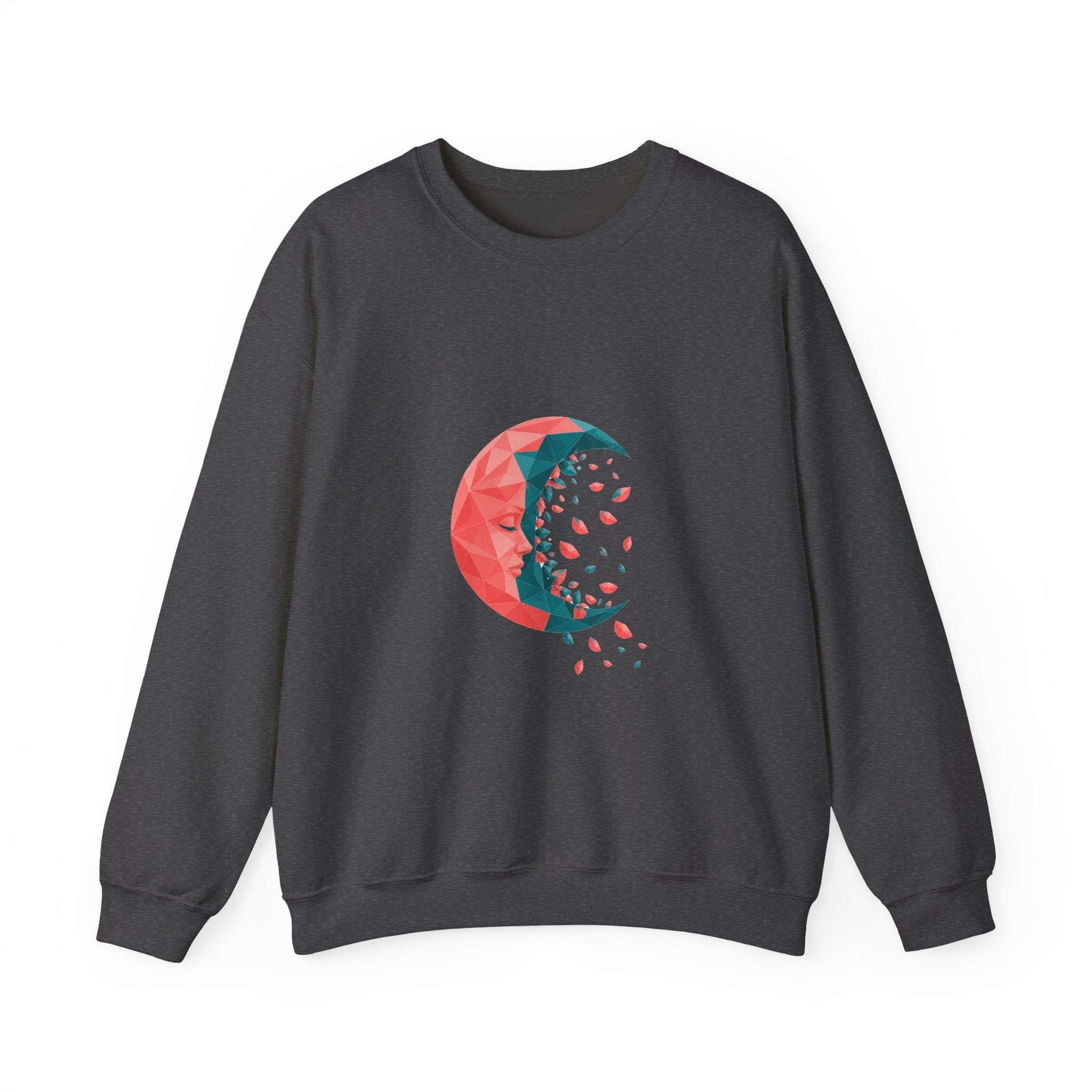 Matching Couple Sweatshirt - Waxing & Waning Moon Matching Couple Crewneck Sweatshirt Geometric Art His Hers Couple Gift - Design B