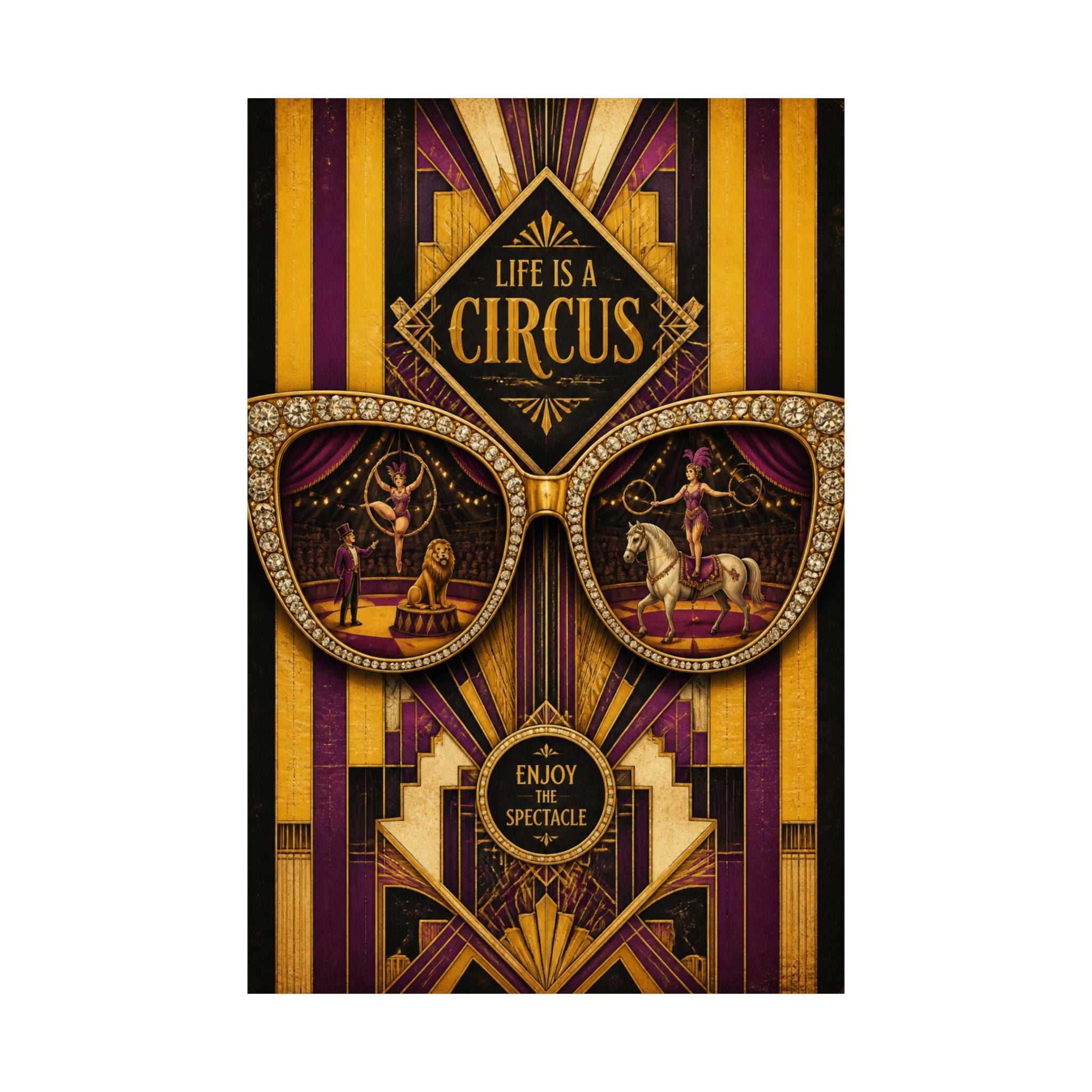 Sunglasses Circus Ring Wall Art Poster 18×24 Art Deco Entryway Decor Maximalist Print