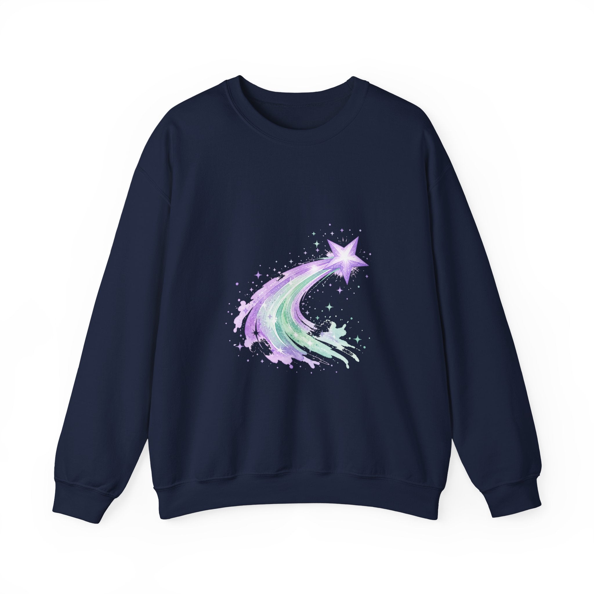 Matching Couple Sweatshirt - Shooting Star & North Star Matching Couple Crewneck Sweatshirt Watercolor Art His Hers Engagement Gift - Design A