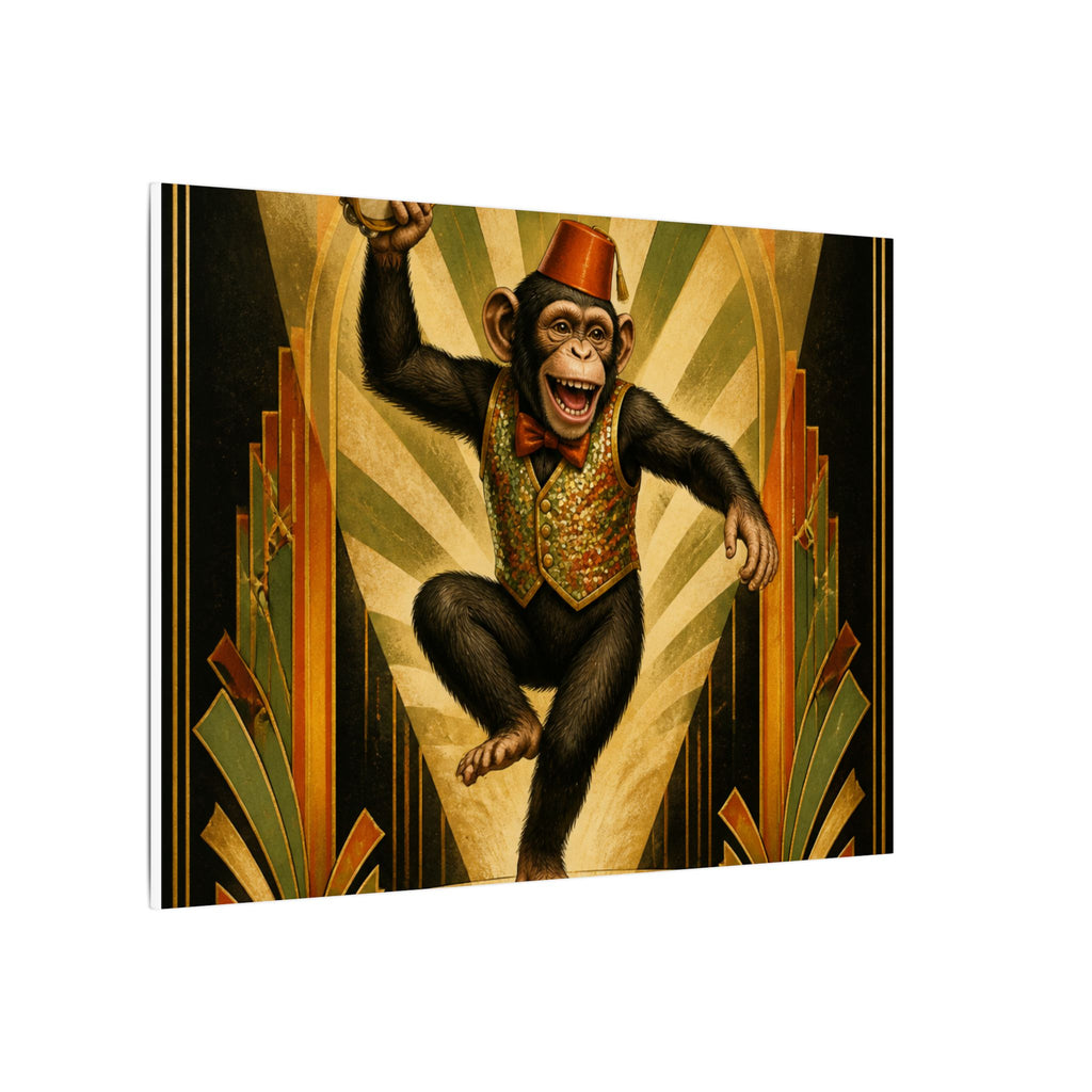 Dancing Monkey Wall Art Canvas 16×20 Art Deco Entryway Decor Maximalist Print