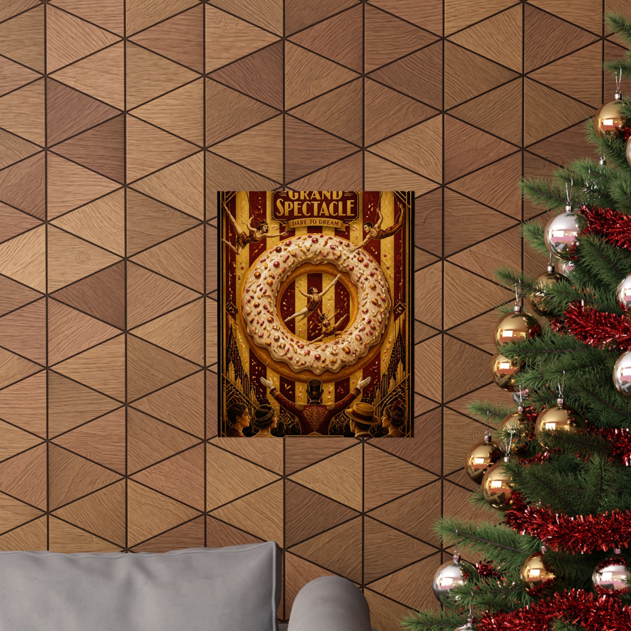 Donut Circus Ring Wall Art Poster 24×36 Art Deco Bar Area Decor Maximalist Print