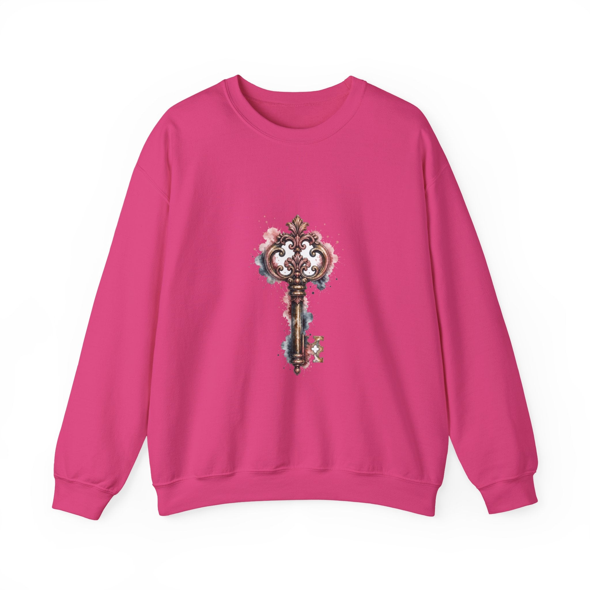 Matching Couple Sweatshirt - Key & Lock Matching Couple Comfort Colors Crew Watercolor Art His Hers Birthday Gift - Design A