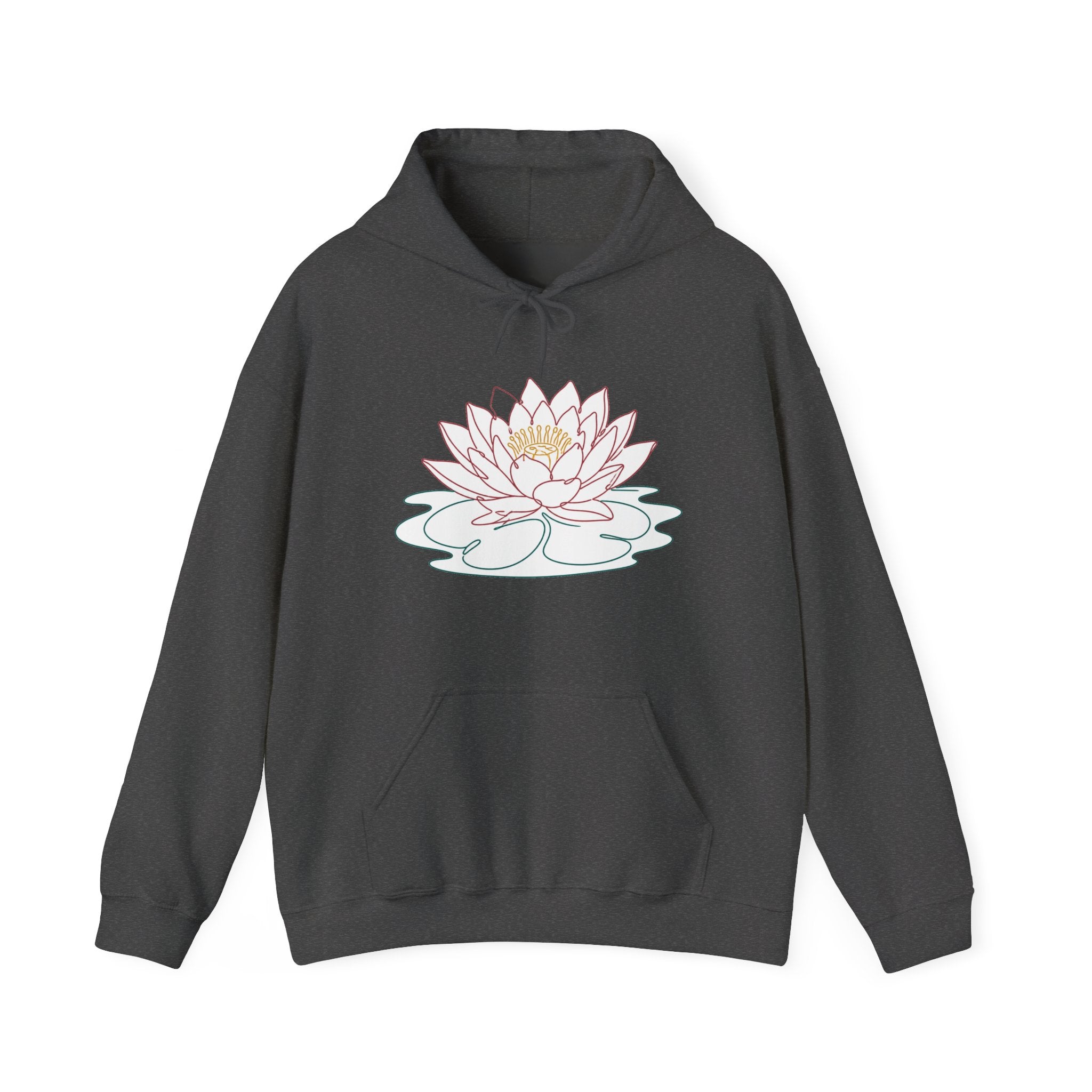 Matching Couple Sweatshirt - Open & Closed Lotus Matching Couple Hooded Sweatshirt Minimalist Art His Hers Valentine Gift - Design A