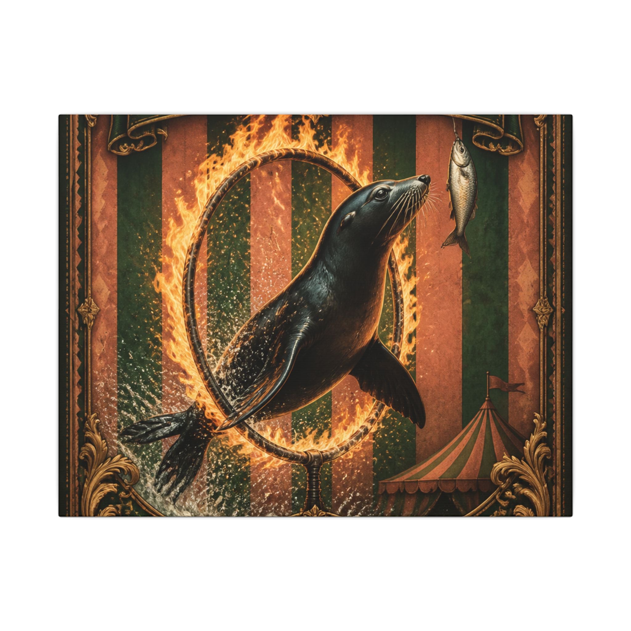 Seal Fire Hoop Wall Art Canvas 24×36 Baroque Studio Decor Maximalist Print
