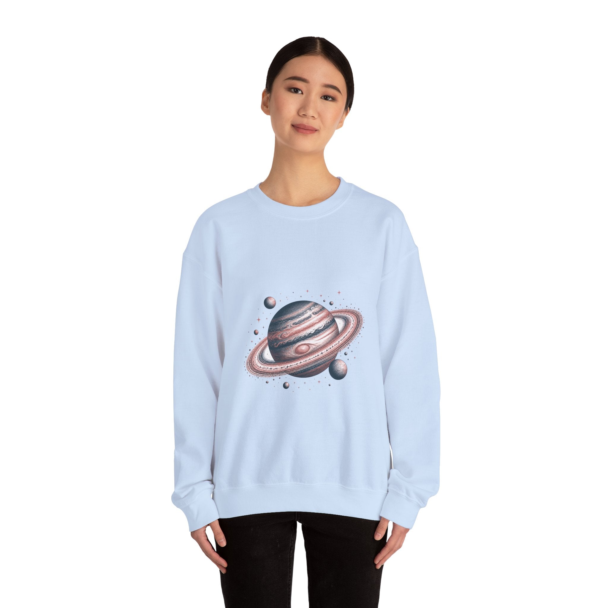 Matching Couple Sweatshirt - Astronaut & Planet Matching Couple Crewneck Sweatshirt Hand-Drawn Art His Hers Best Friend Gift - Design B