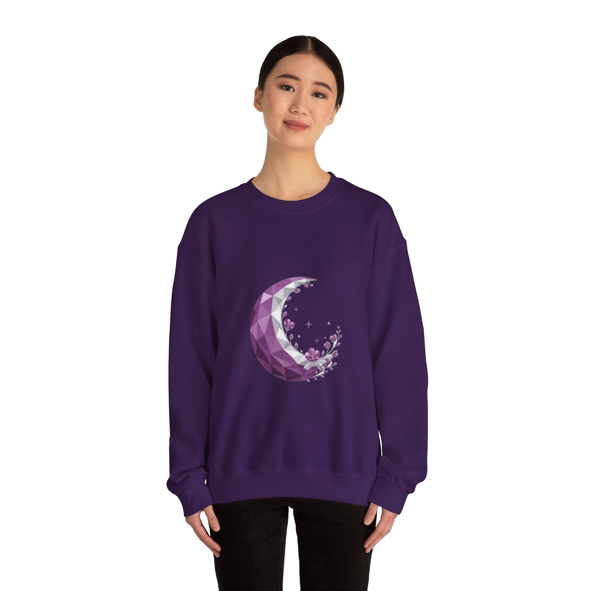 Matching Couple Sweatshirt - Waxing & Waning Moon Matching Couple Premium Fleece Sweatshirt Geometric Art His Hers Love Gift - Design A