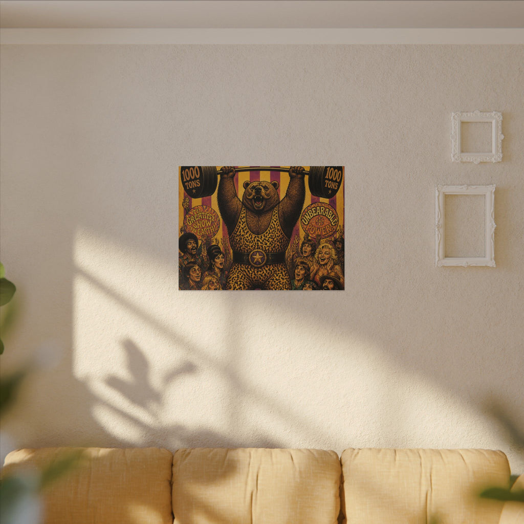 Strongman Bear Wall Art Canvas 16×20 Psychedelic Cafe Decor Maximalist Print