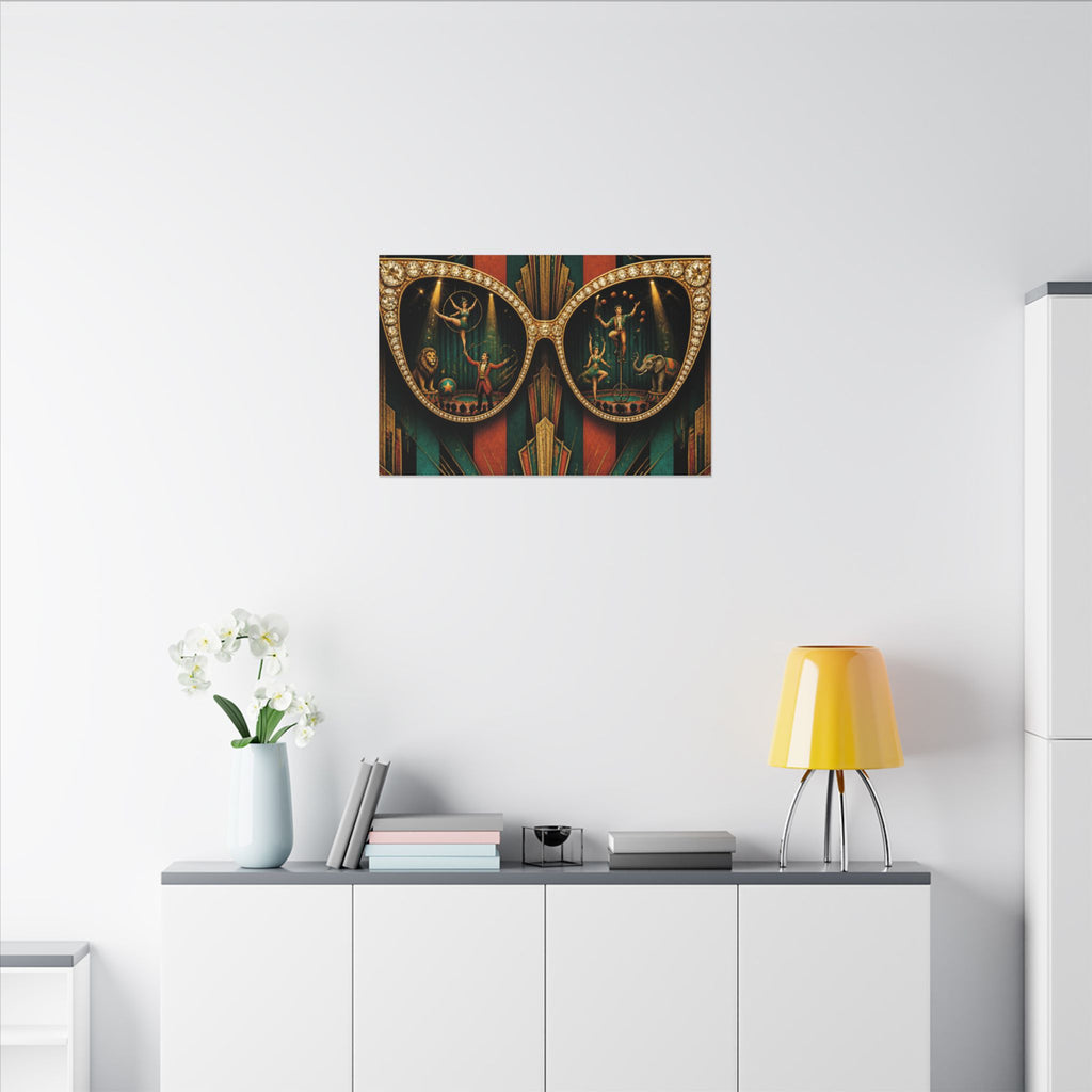 Sunglasses Circus Ring Wall Art Canvas 24×36 Art Deco Bar Area Decor Maximalist Print