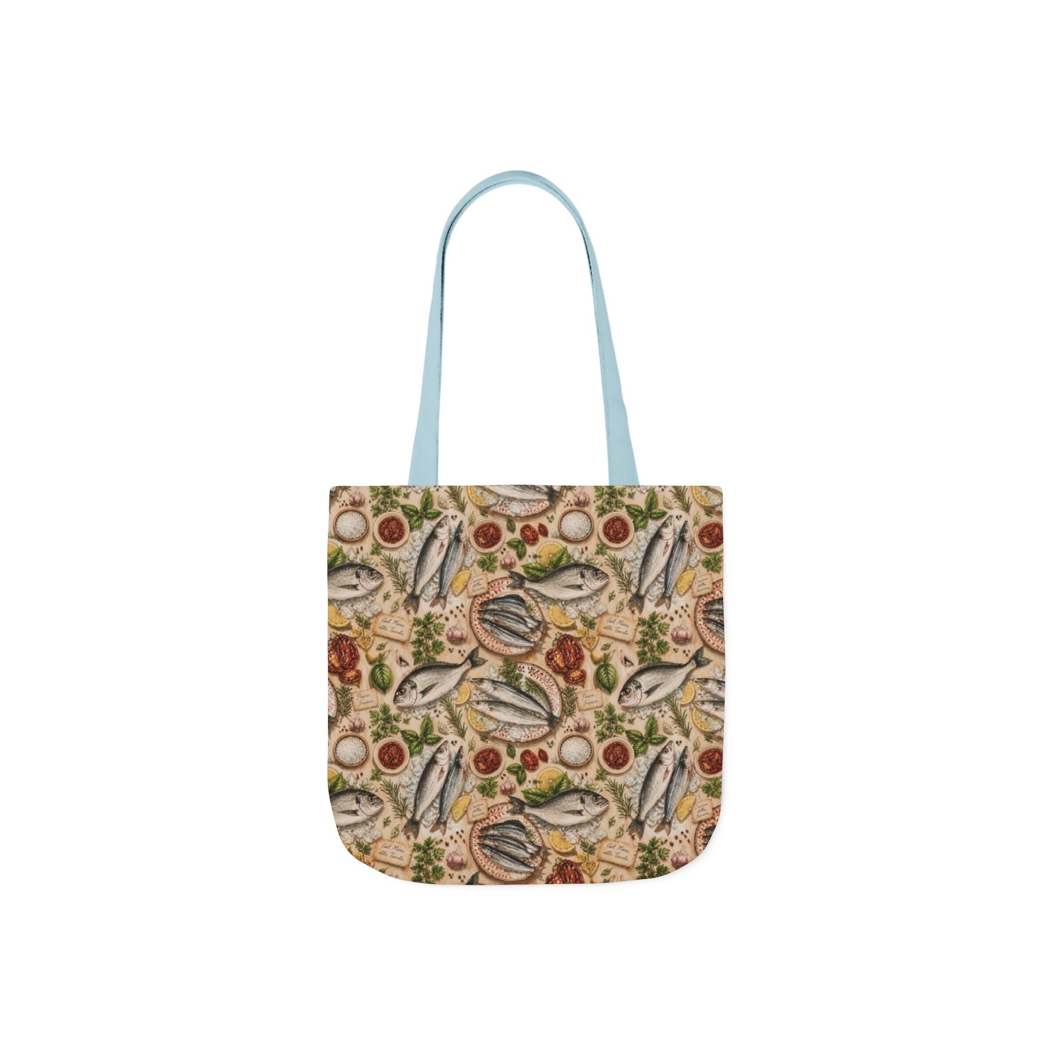 Mediterranean Fish Canvas Tote Bag Mediterranean Kitchen Watercolor Design Italian Cottagecore Gift