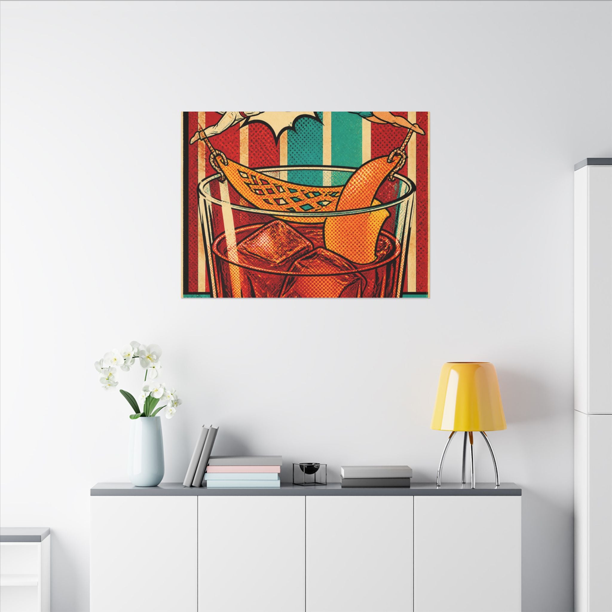 Negroni Trapeze Act Wall Art Canvas 24×36 Pop Art Restaurant Decor Maximalist Print