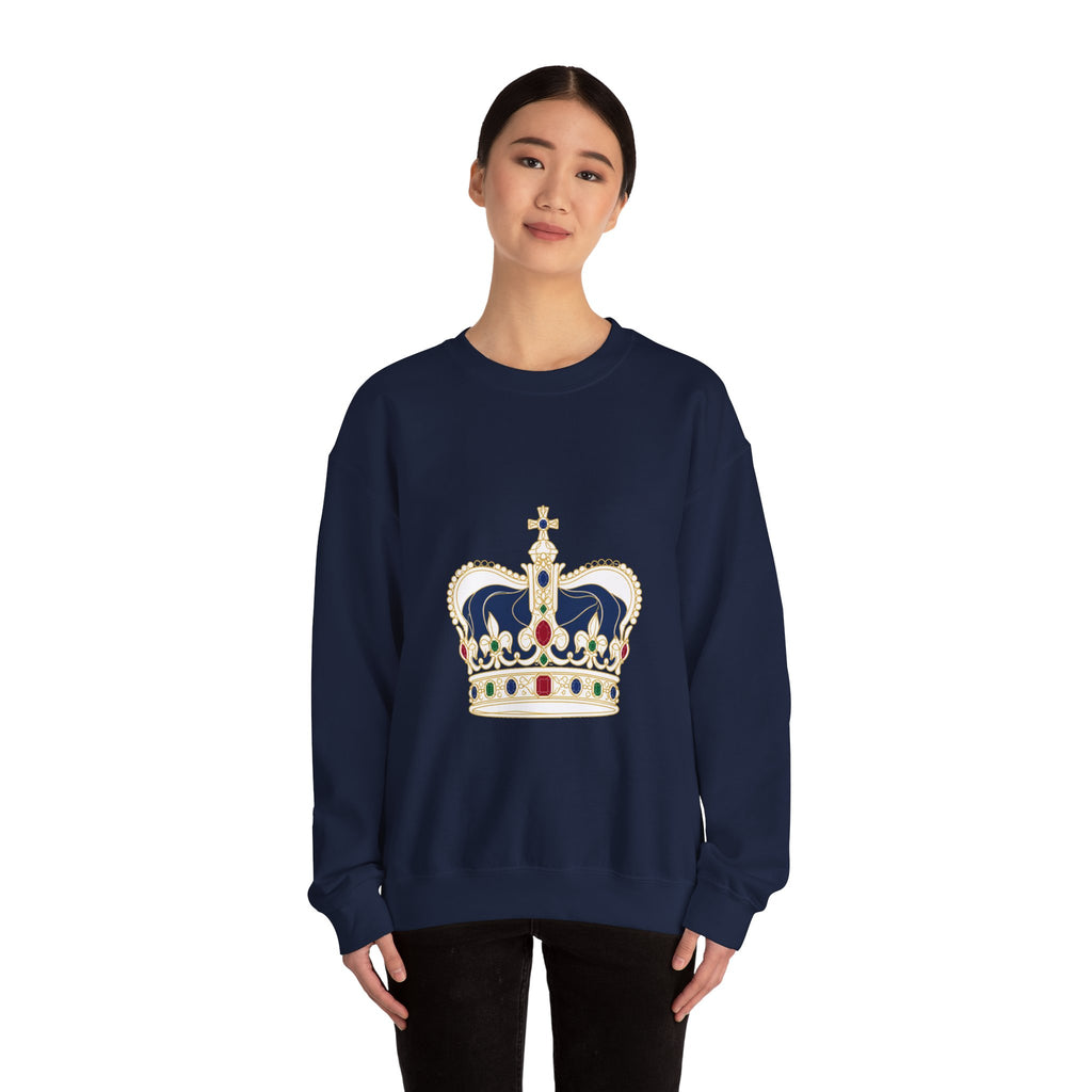 Matching Couple Sweatshirt - Crown & Shield Matching Couple Crewneck Sweatshirt Minimalist Art His Hers Valentine Gift - Design A