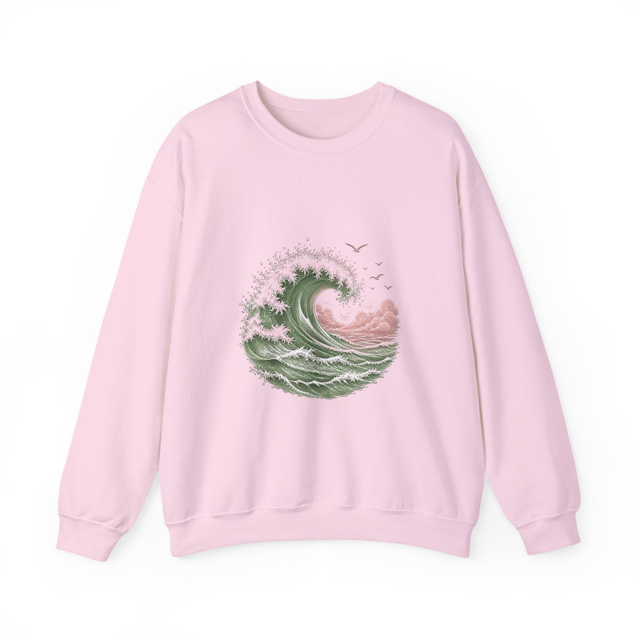 Matching Couple Sweatshirt - Mountain & Ocean Matching Couple Comfort Colors Crew Hand-Drawn Art His Hers Anniversary Gift - Design B