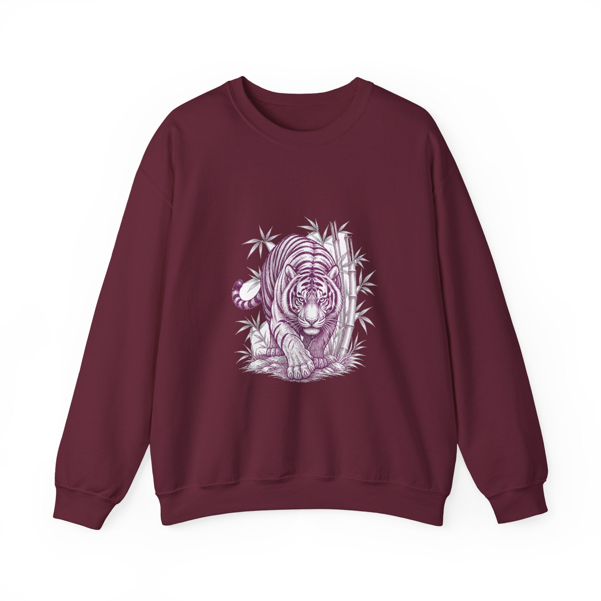 Matching Couple Sweatshirt - Tiger & Crane Matching Couple Crewneck Sweatshirt Hand-Drawn Art His Hers Best Friend Gift - Design A