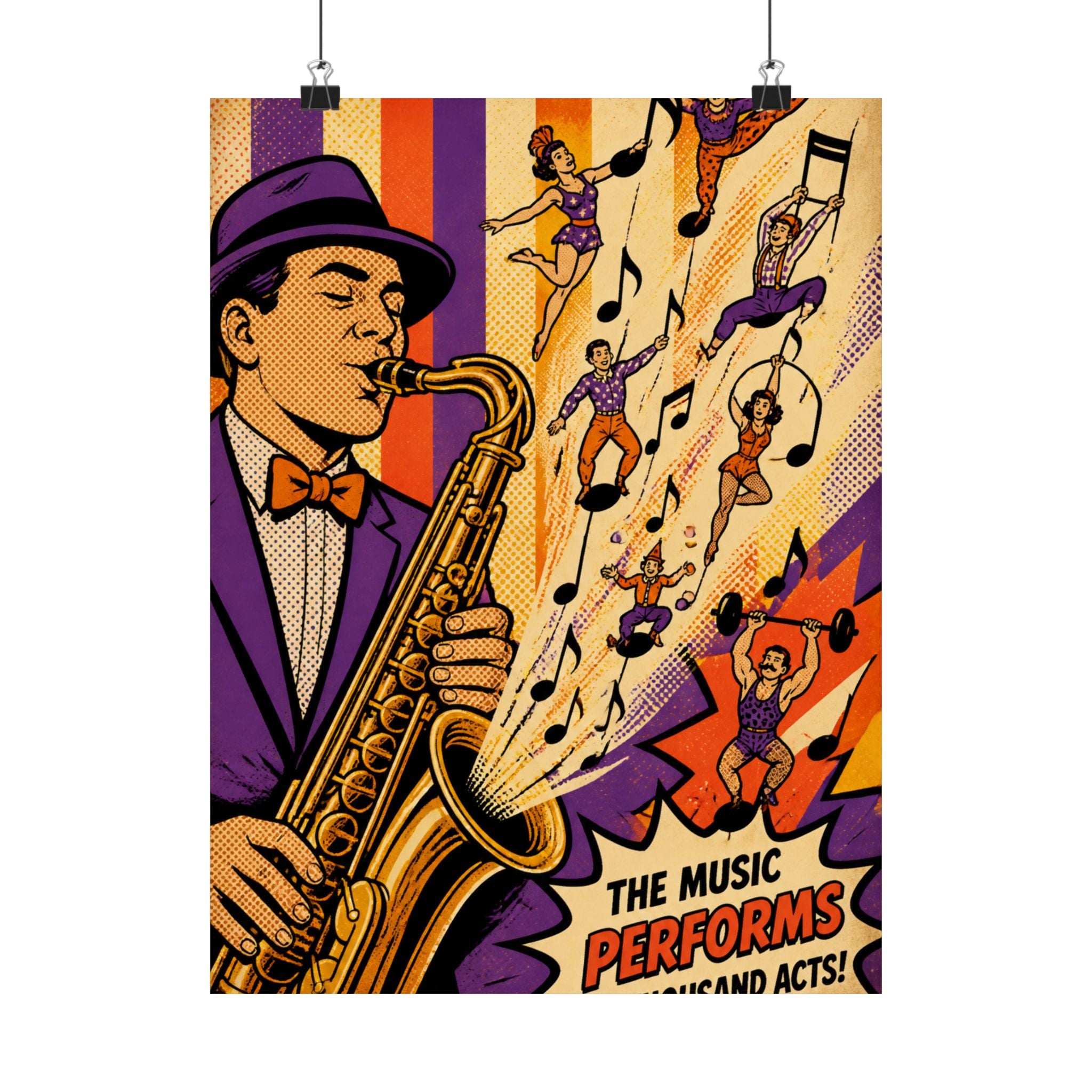 Saxophone Music Circus Wall Art Poster 18×24 Pop Art Living Room Decor Maximalist Print