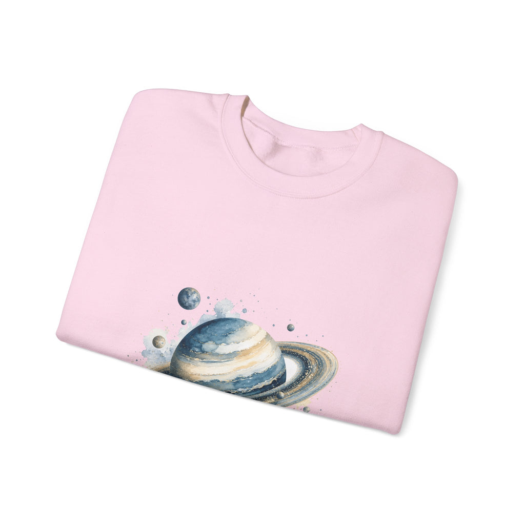 Matching Couple Sweatshirt - Astronaut & Planet Matching Couple Crewneck Sweatshirt Watercolor Art His Hers Engagement Gift - Design B