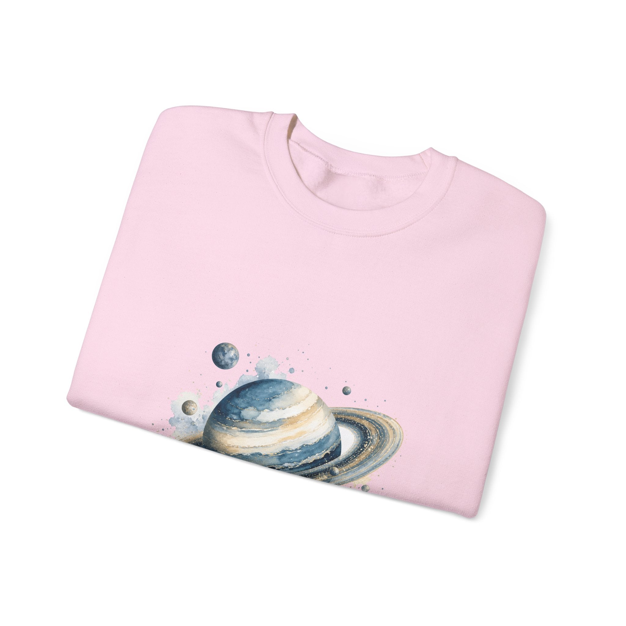 Matching Couple Sweatshirt - Astronaut & Planet Matching Couple Crewneck Sweatshirt Watercolor Art His Hers Engagement Gift - Design B
