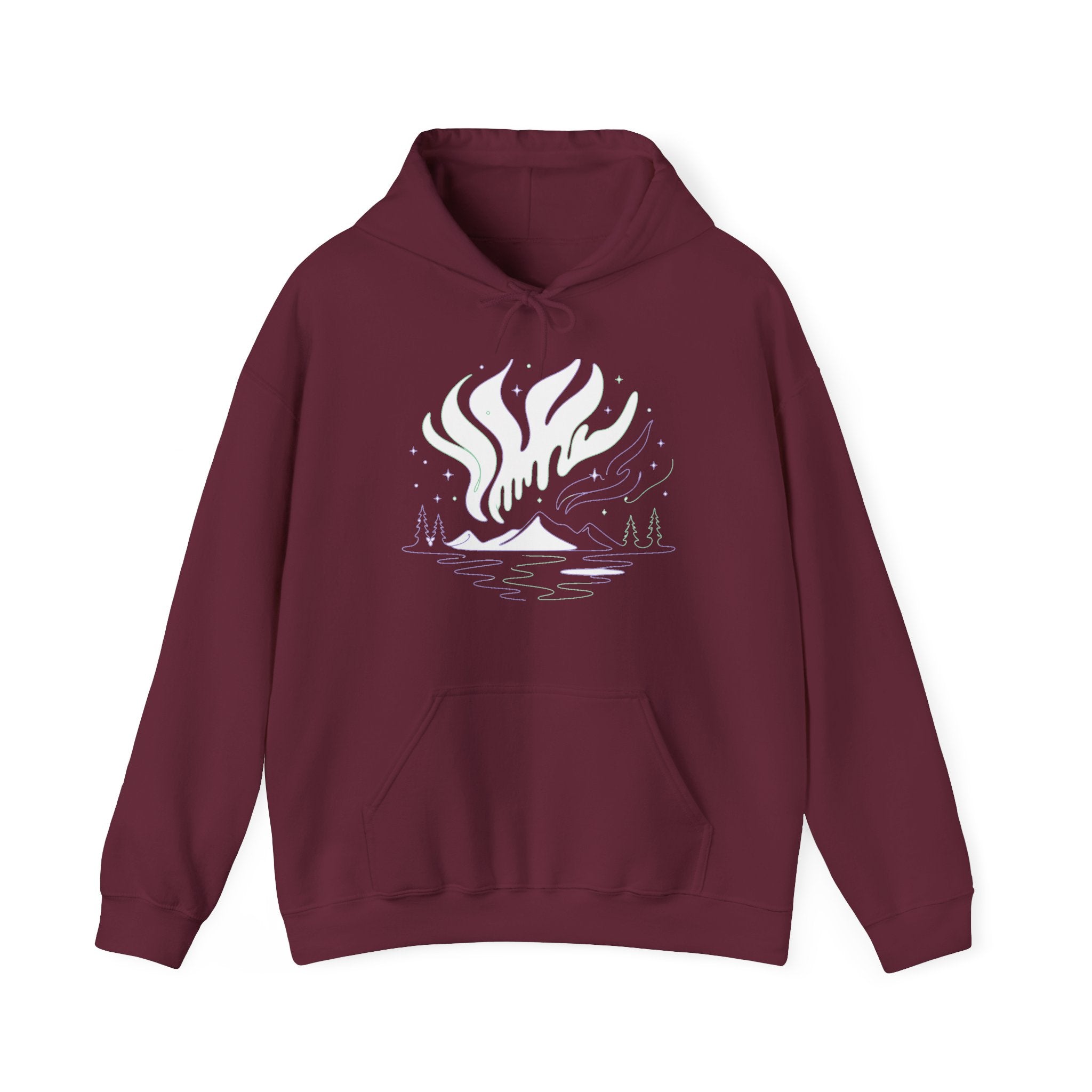 Matching Couple Sweatshirt - Aurora & Southern Cross Matching Couple Hooded Sweatshirt Minimalist Art His Hers Valentine Gift - Design A