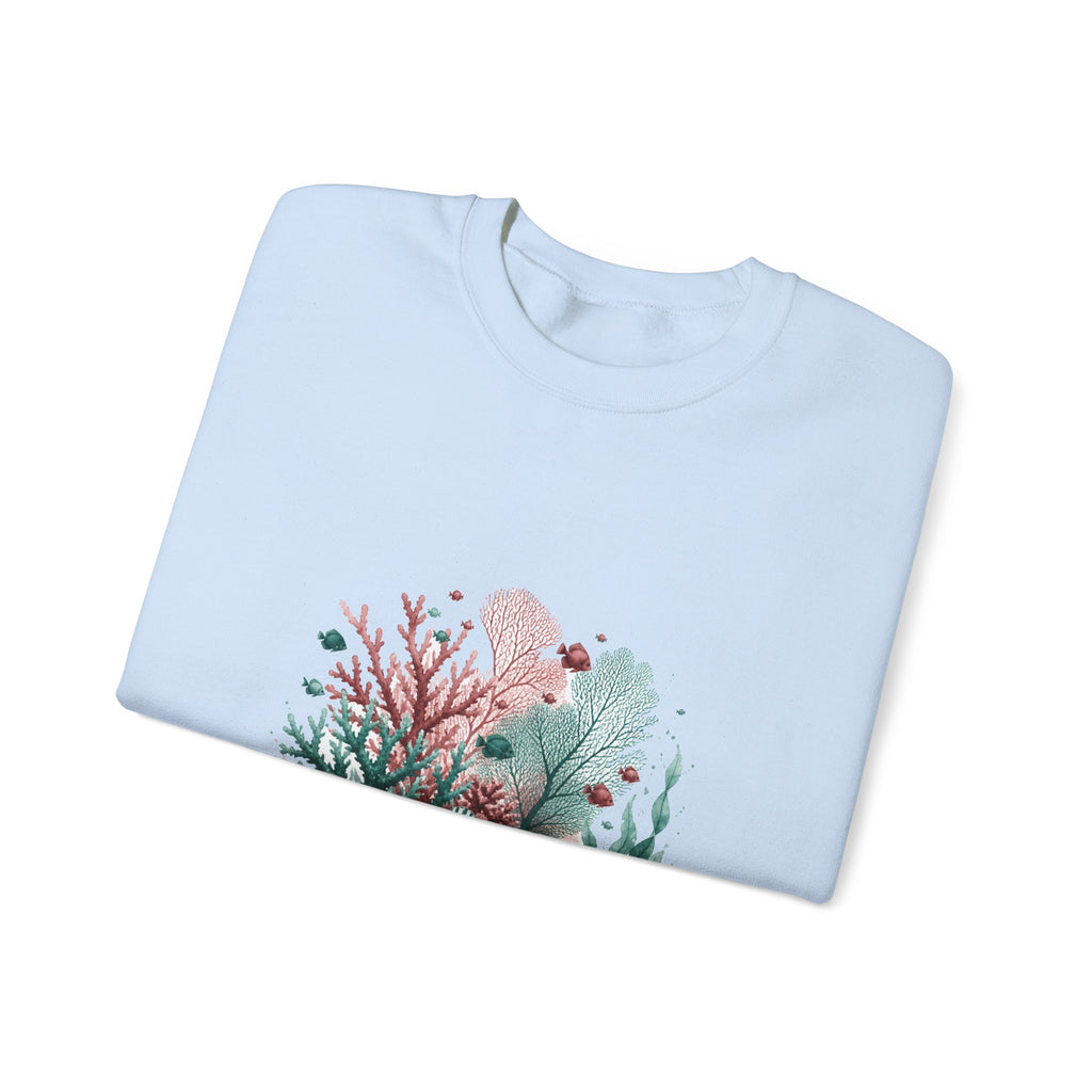 Matching Couple Sweatshirt - Coral Reef & Deep Sea Matching Couple Premium Fleece Sweatshirt Watercolor Art His Hers Birthday Gift - Design A