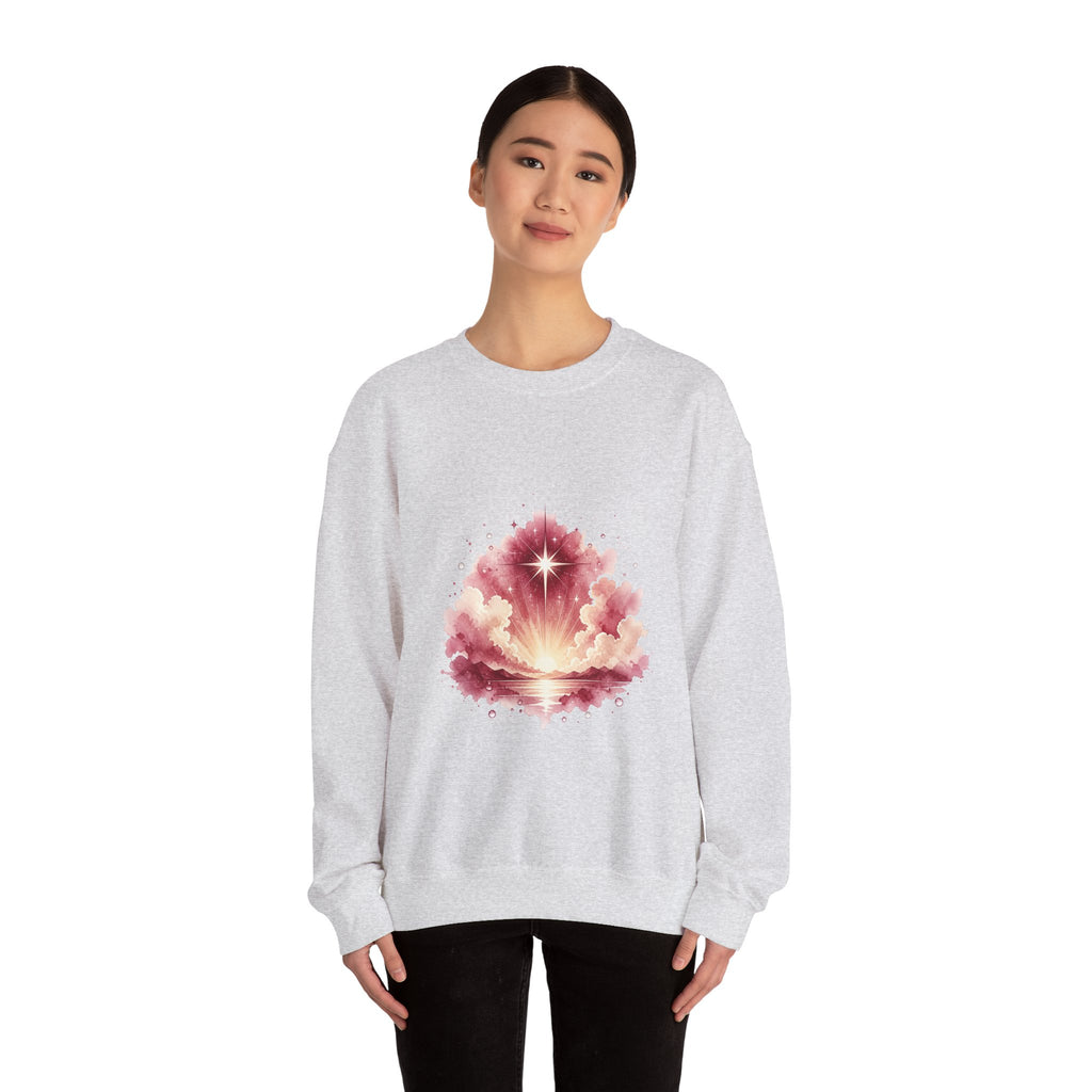 Matching Couple Sweatshirt - Evening & Morning Star Matching Couple Crewneck Sweatshirt Watercolor Art His Hers Engagement Gift - Design B