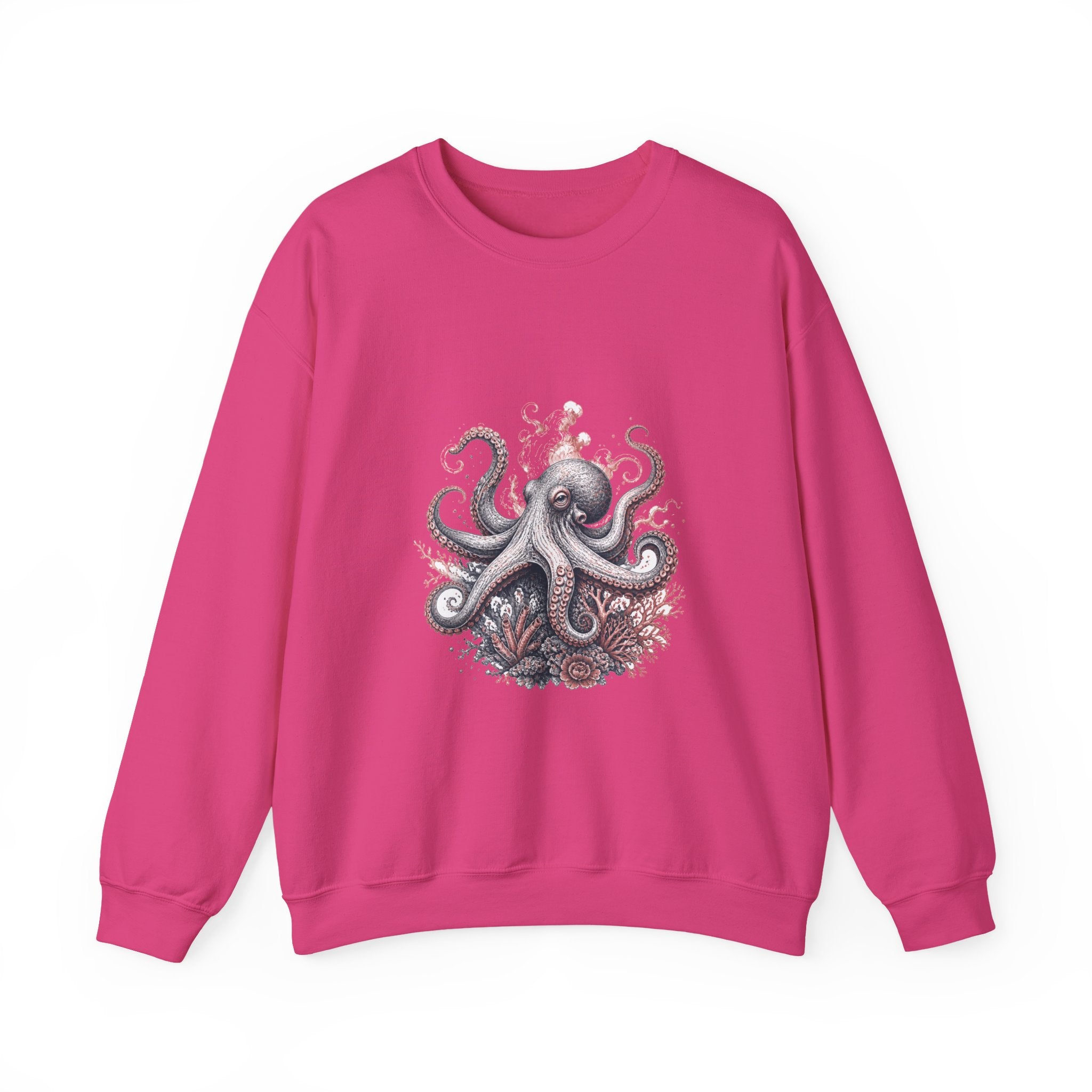 Matching Couple Sweatshirt - Octopus & Jellyfish Matching Couple Crewneck Sweatshirt Hand-Drawn Art His Hers Best Friend Gift - Design A