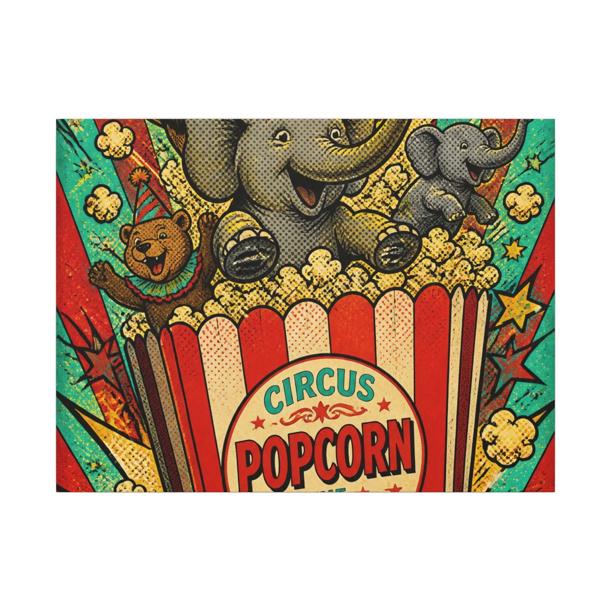 Popcorn Box Animals Wall Art Canvas 16×20 Pop Art Living Room Decor Maximalist Print
