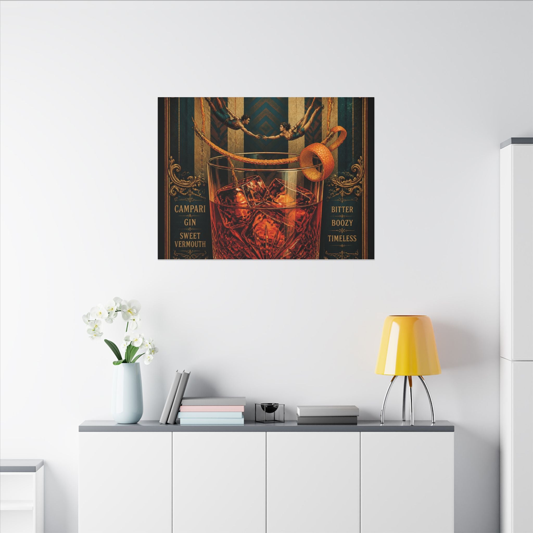 Negroni Trapeze Act Wall Art Canvas 16×20 Baroque Home Office Decor Maximalist Print