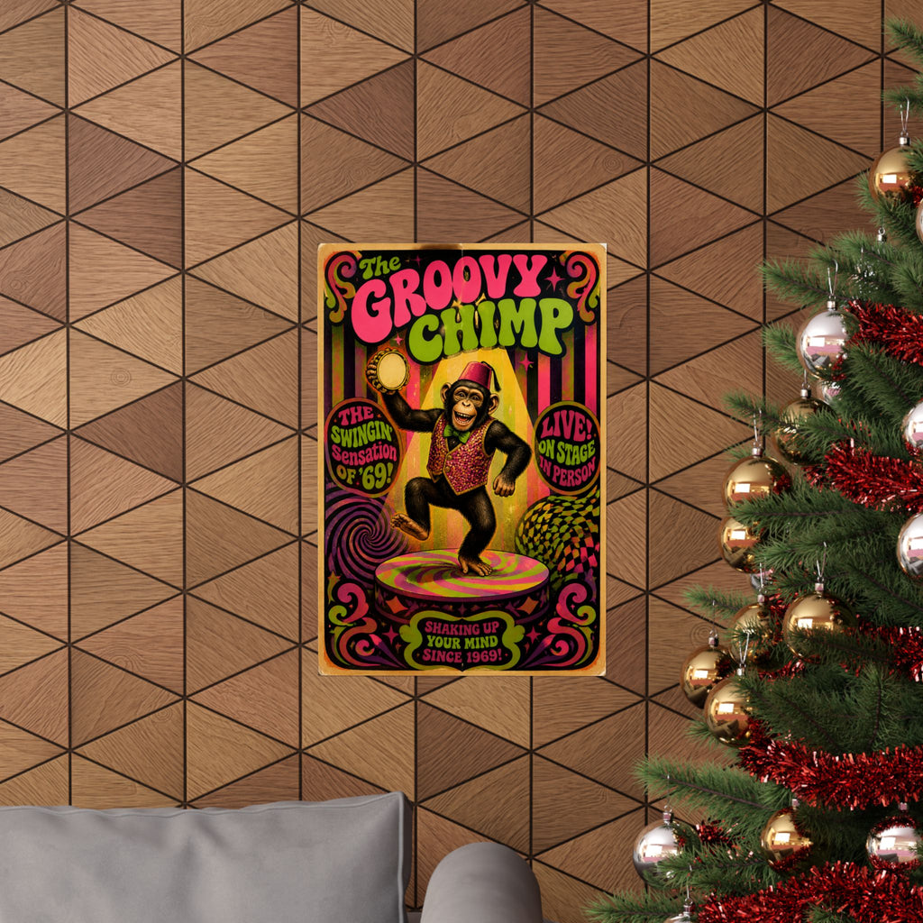 Dancing Monkey Wall Art Poster 18×24 Psychedelic Cafe Decor Maximalist Print