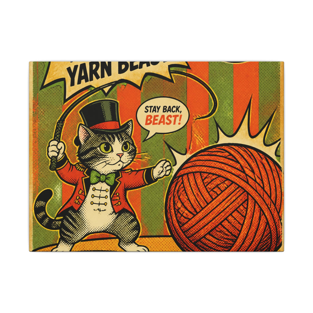 Cat Lion Tamer Wall Art Canvas 16×20 Pop Art Living Room Decor Maximalist Print