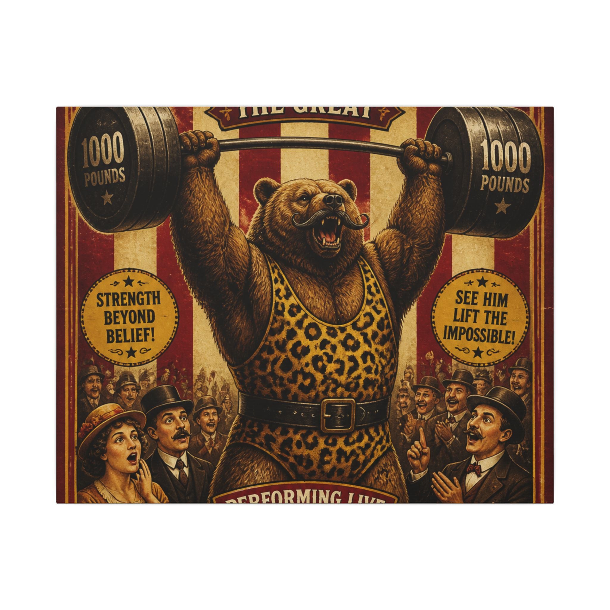 Strongman Bear Wall Art Canvas 16×20 Vintage Circus Kitchen Decor Maximalist Print
