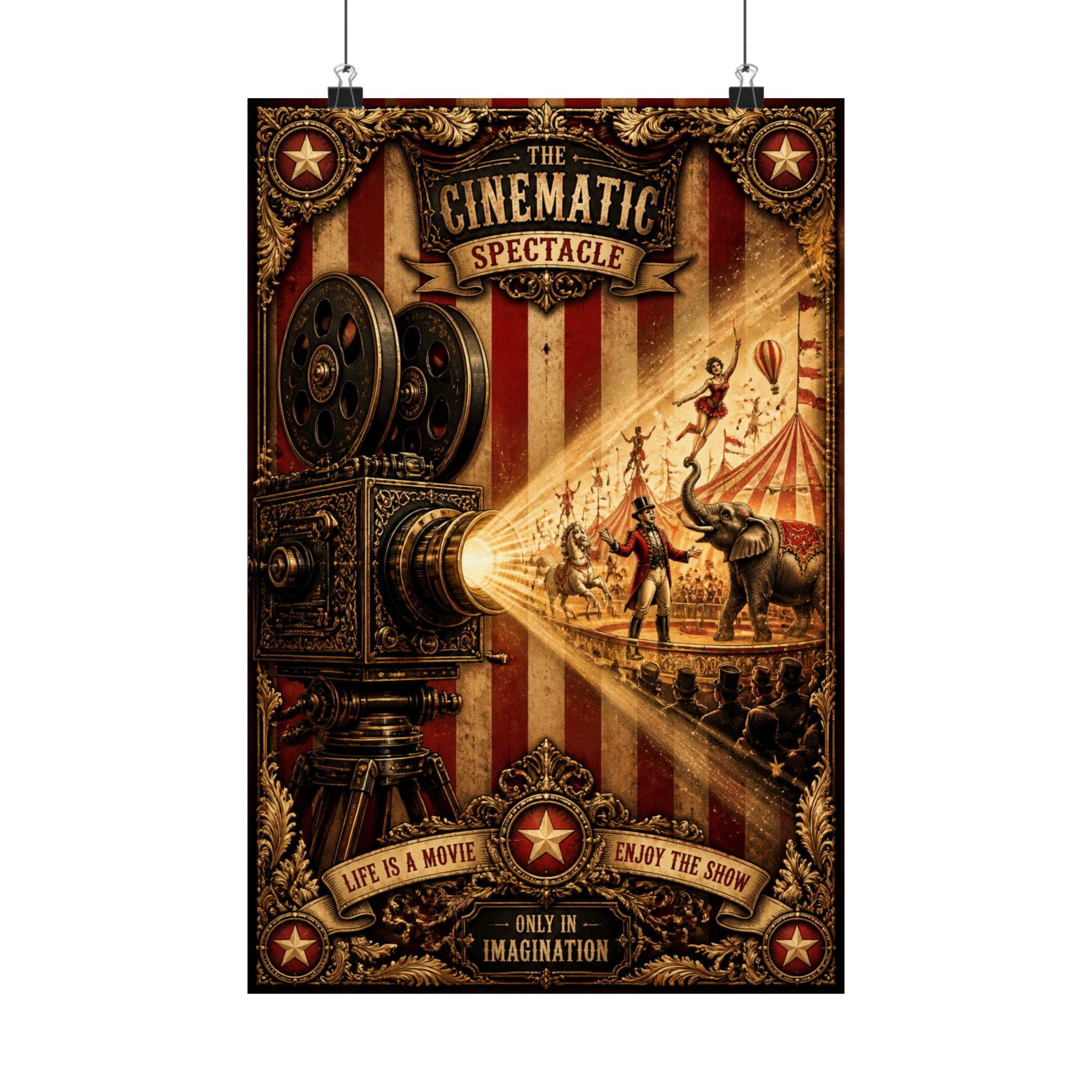 Film Camera Projector Show Wall Art Poster 24×36 Baroque Studio Decor Maximalist Print