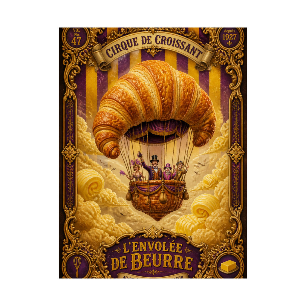 Croissant Hot Air Balloon Wall Art Poster 18×24 Baroque Home Office Decor Maximalist Print